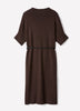 3/4-Sleeve Mock-Neck Belted Midi Dress