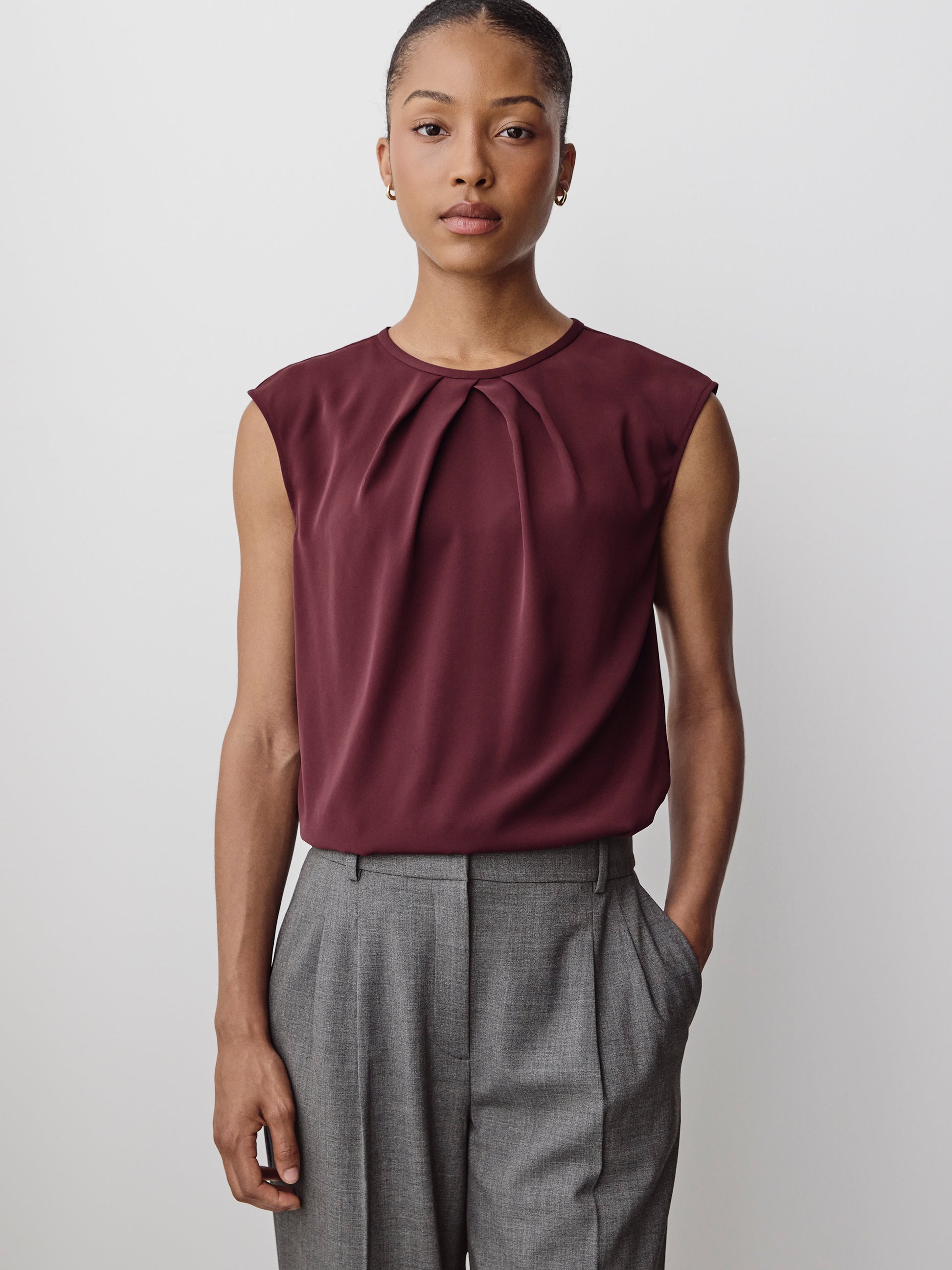Woven Crepe Extended Sleeve Blouse