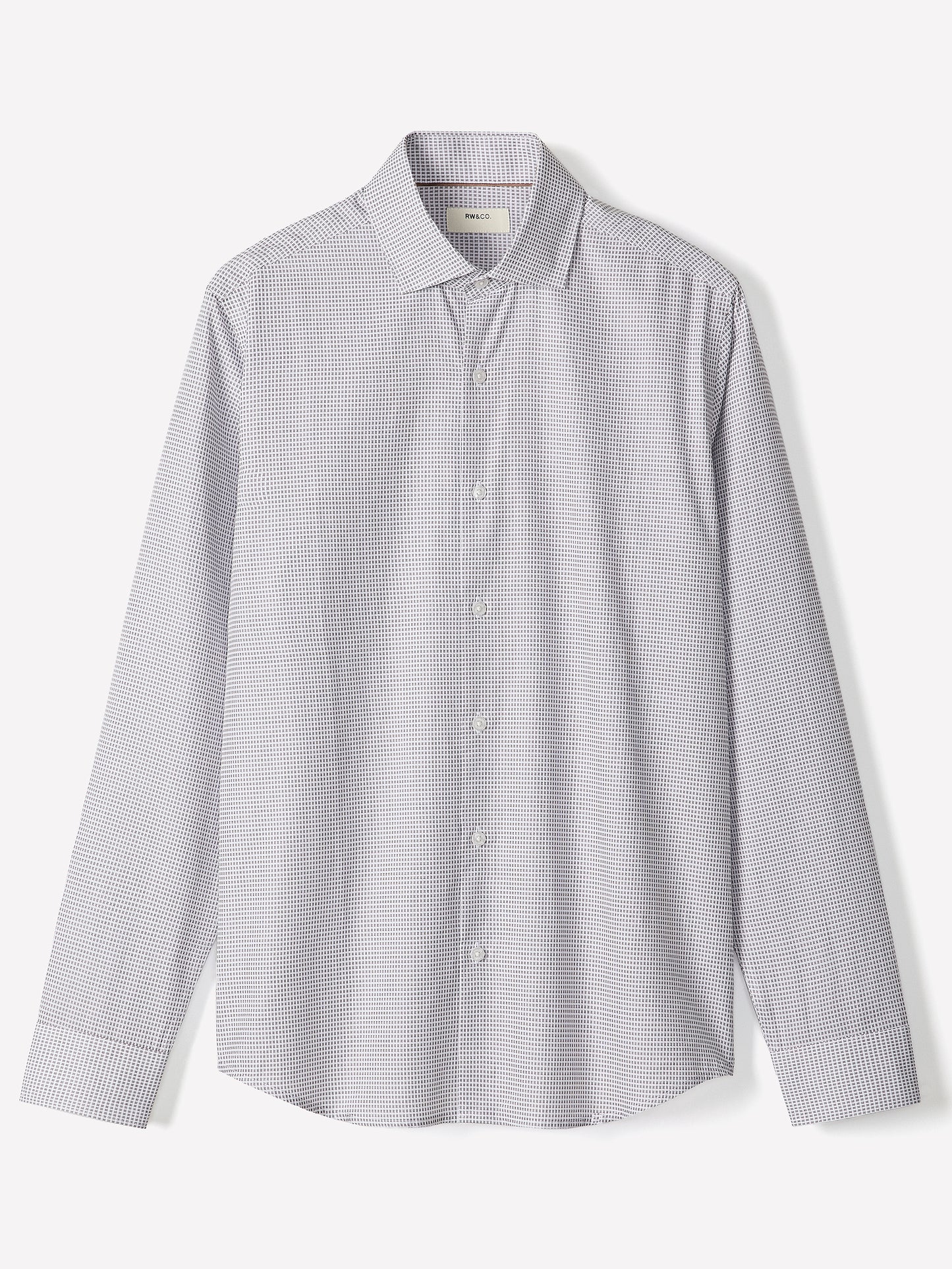 Tailored Cotton Woven Shirt with Stand Collar