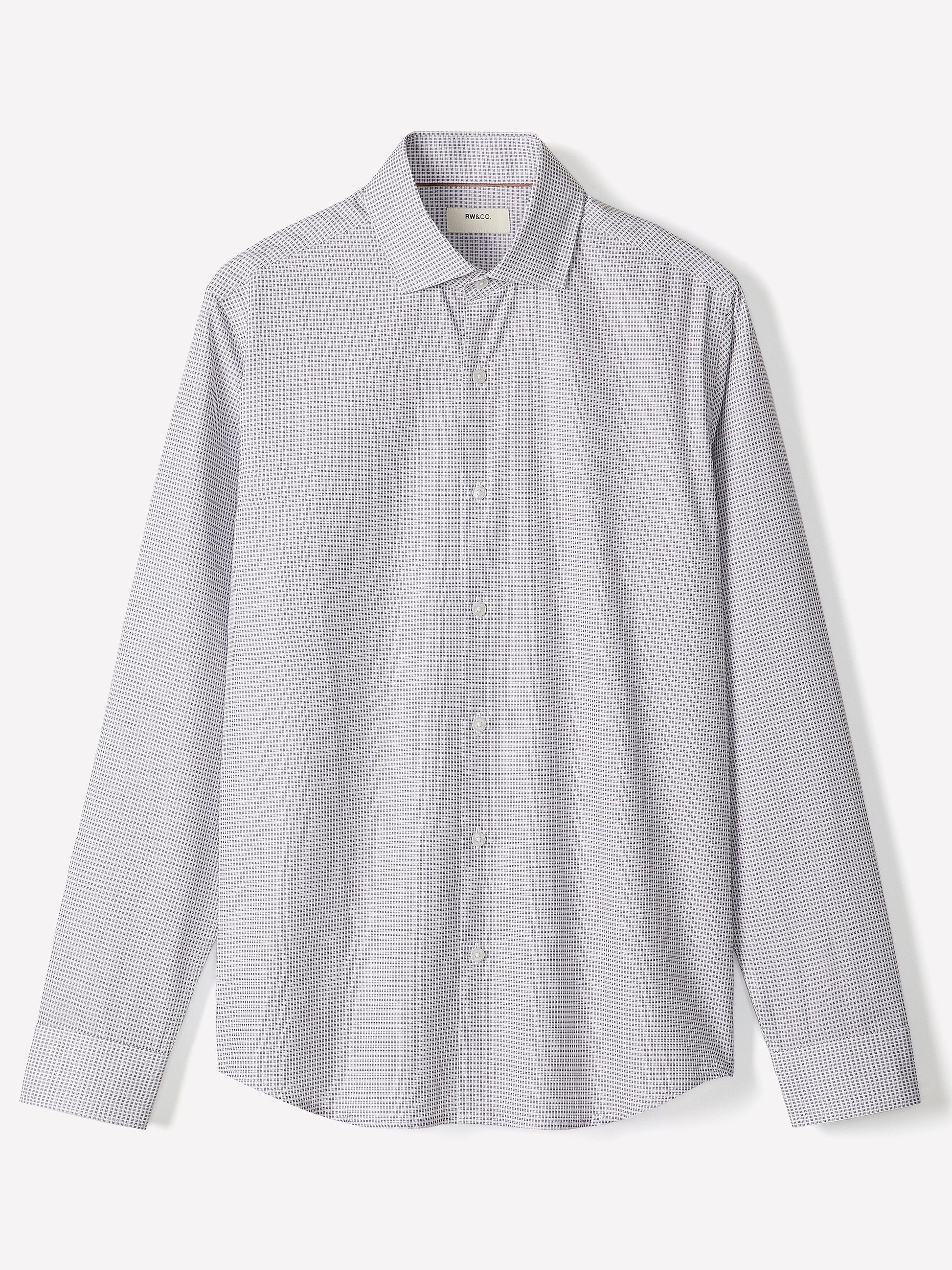 Tailored Cotton Woven Shirt with Stand Collar