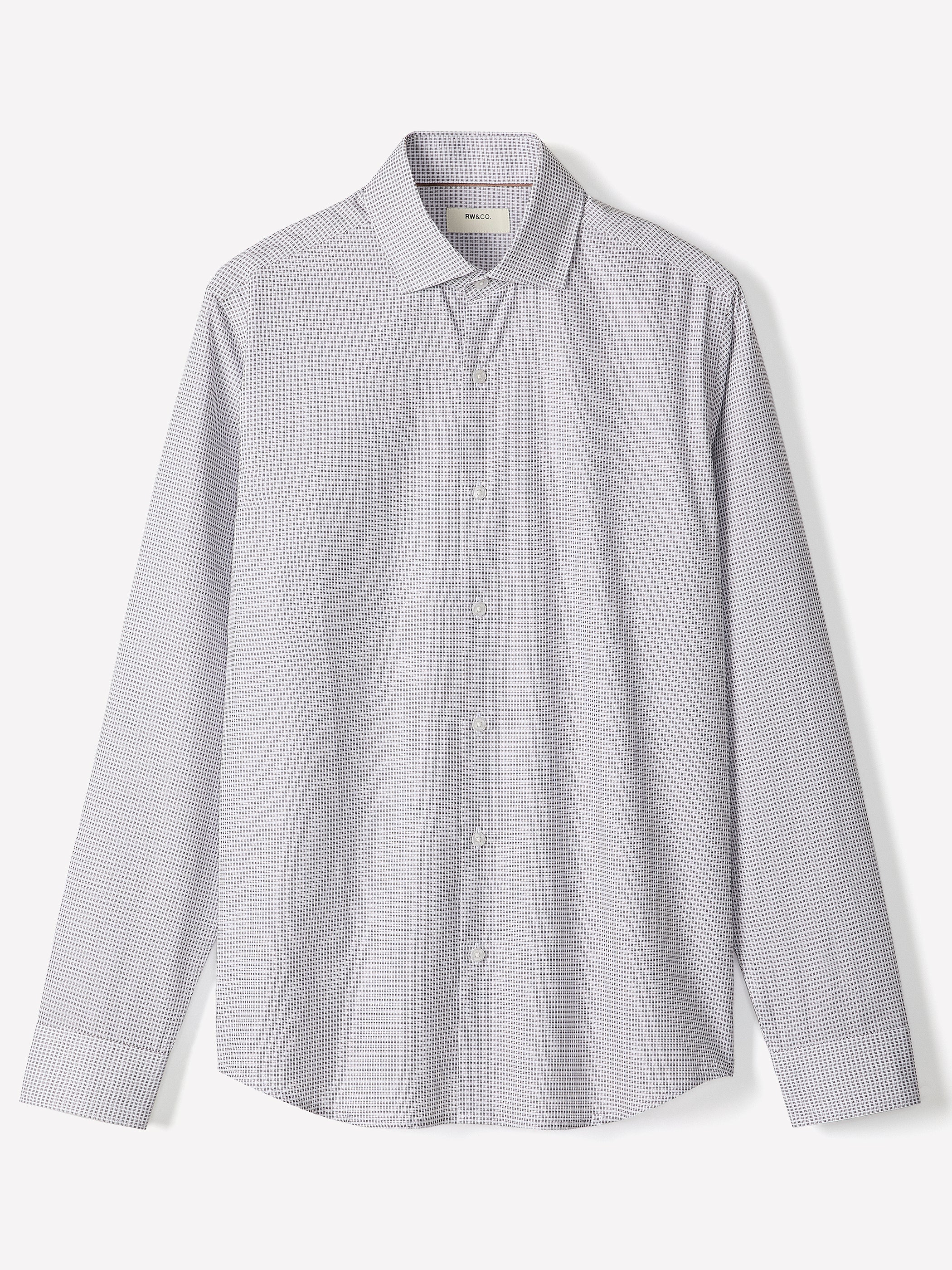 Tailored Cotton Woven Shirt with Stand Collar
