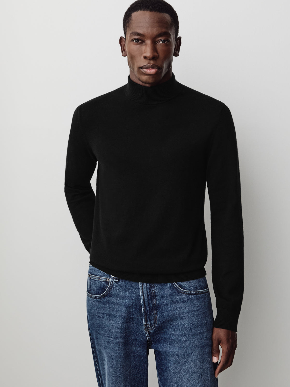 Long Sleeve Mock Neck Pullover Sweater Cotton Blend