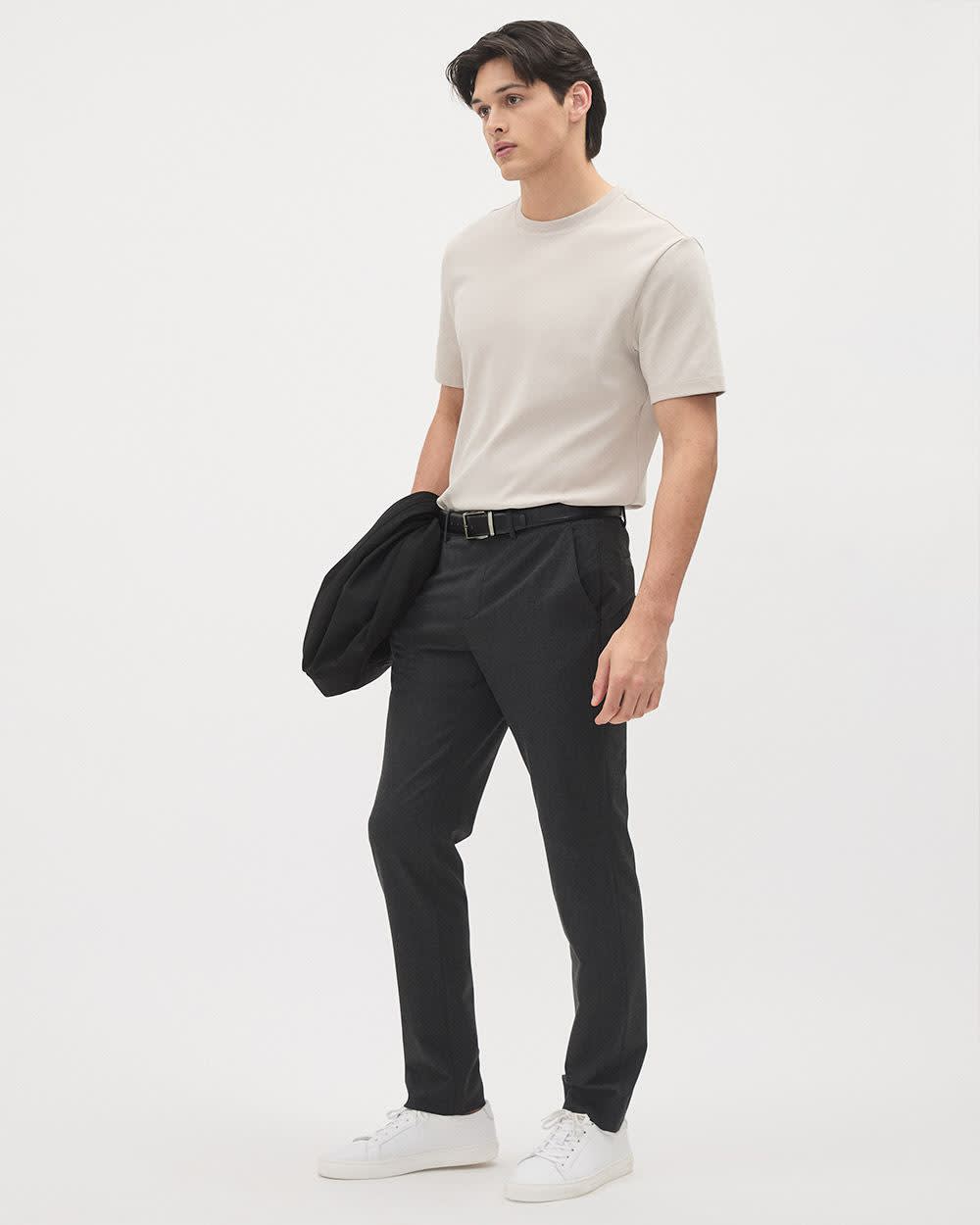 Refined Solid Interlock Cotton Crew-Neck Tee