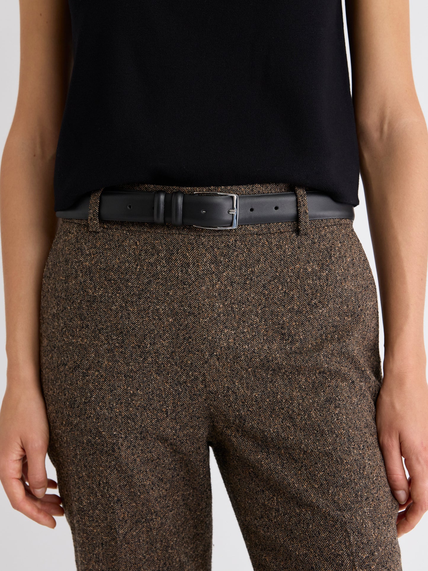 Leather Trouser Belt with Square Buckle