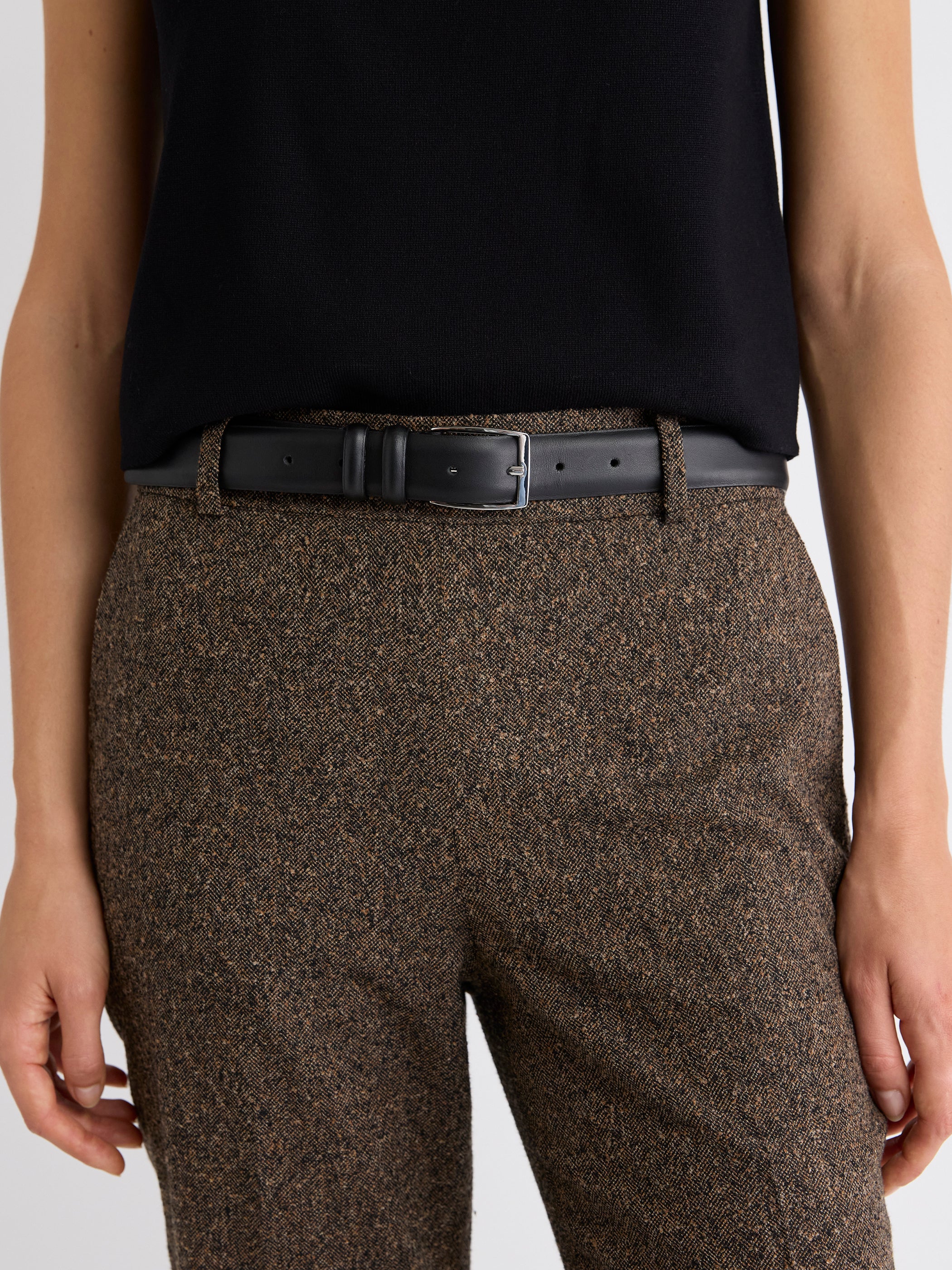 Leather Trouser Belt with Square Buckle