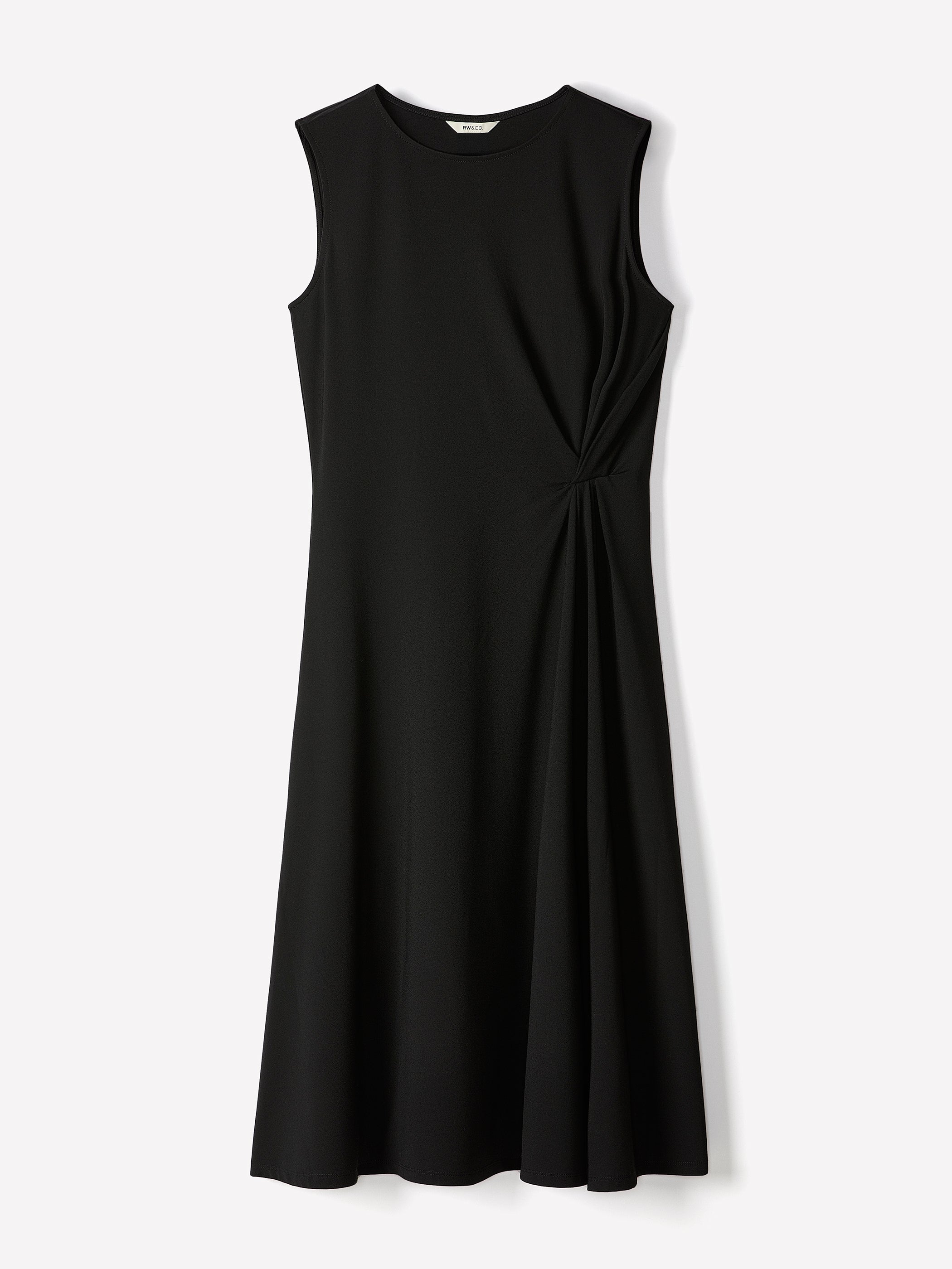 Sleeveless Crew-Neck Midi Dress with Knot Detail