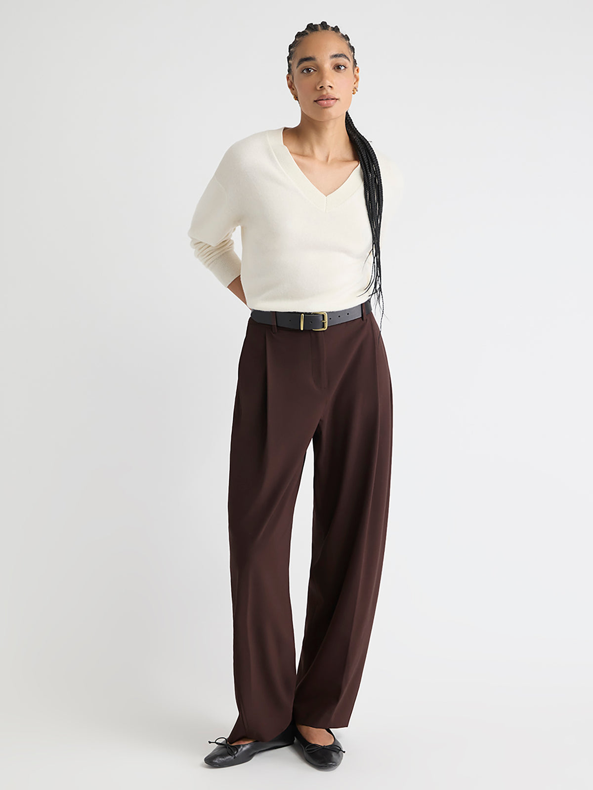 Twill High-Rise Barrel Pant