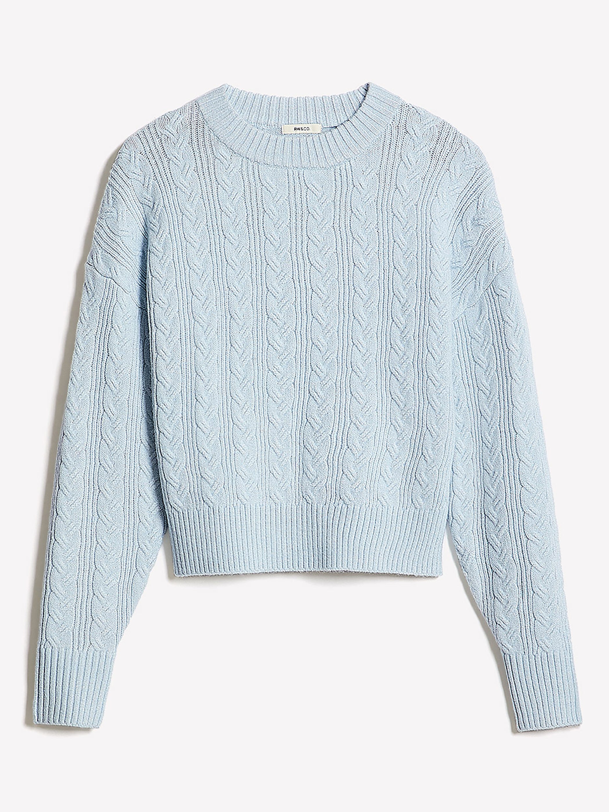 Pull en Mailles Torsadées à Manches Longues et Col Rond