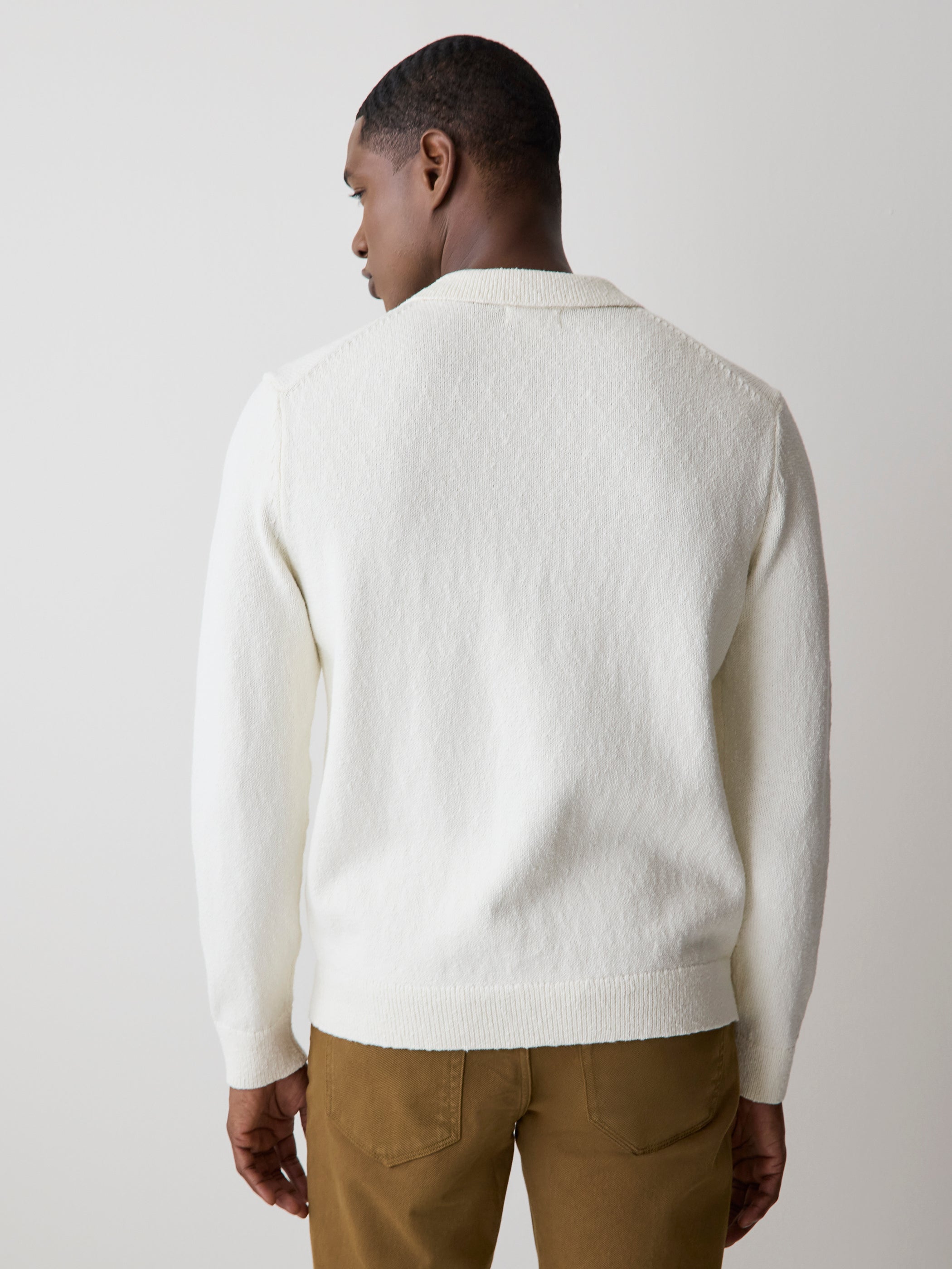 Pull Polo Bouclé à Manches Longues 