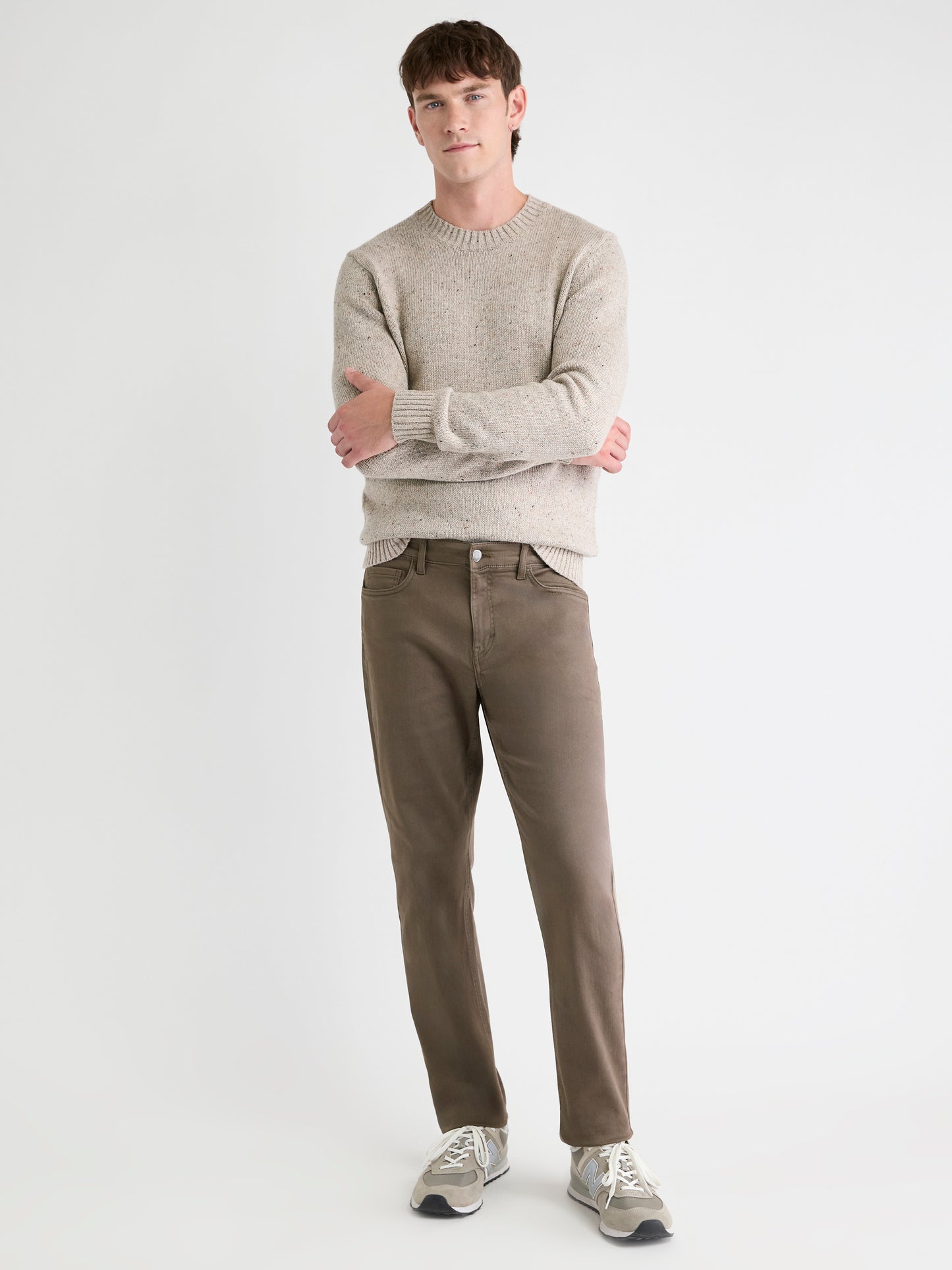 Long-Sleeve Crew-Neck Sweater with Neps