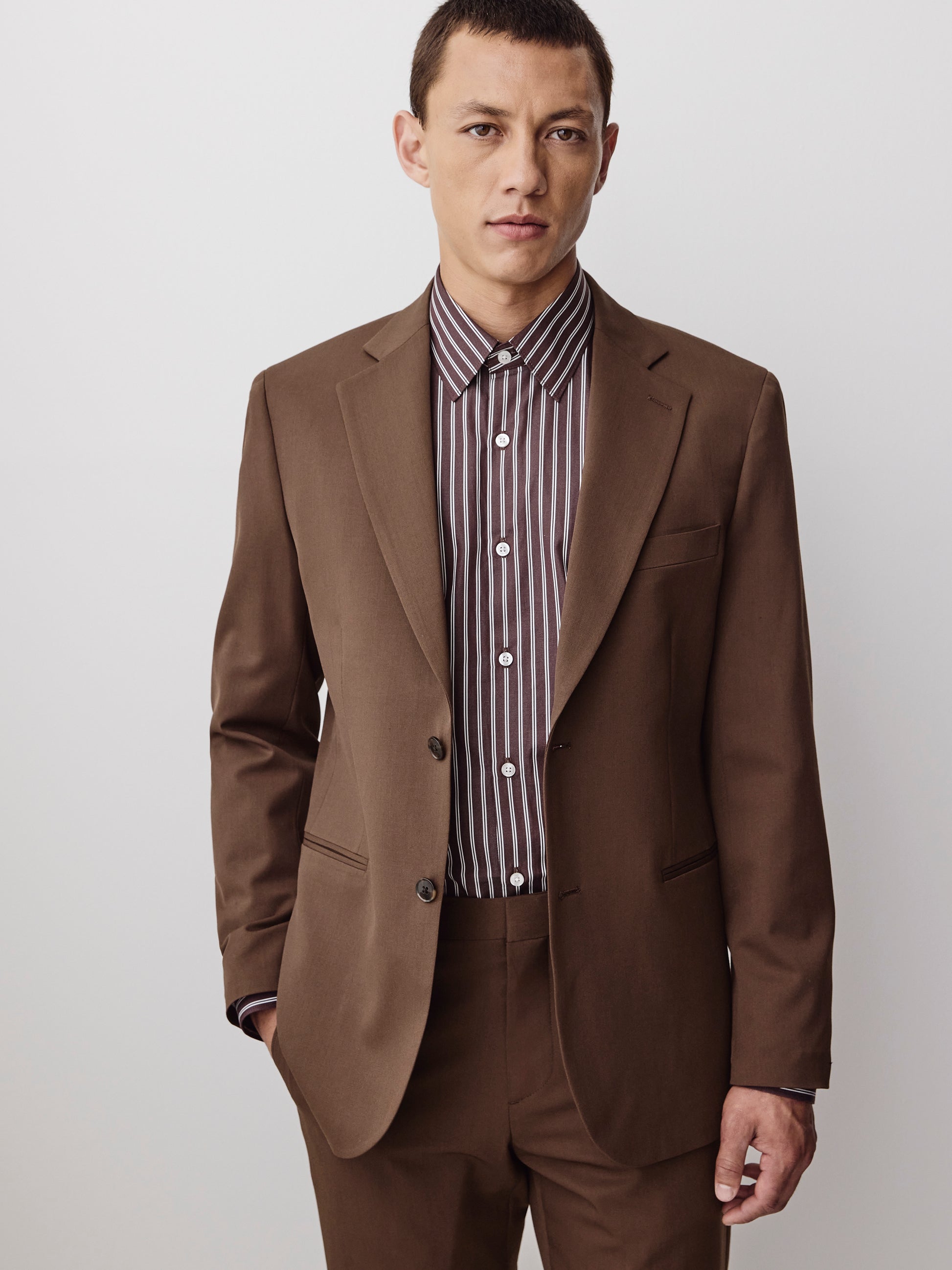Wool Blend Tailored Men's Blazer Rust