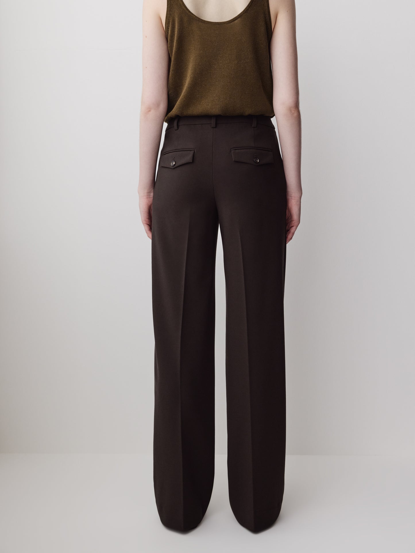 Woven Wide Leg Pant Mid Rise Stretch Fabric