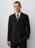 Men's Straight Fit Black Double Breasted Woven Blazer