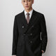 Men's Straight Fit Black Double Breasted Woven Blazer