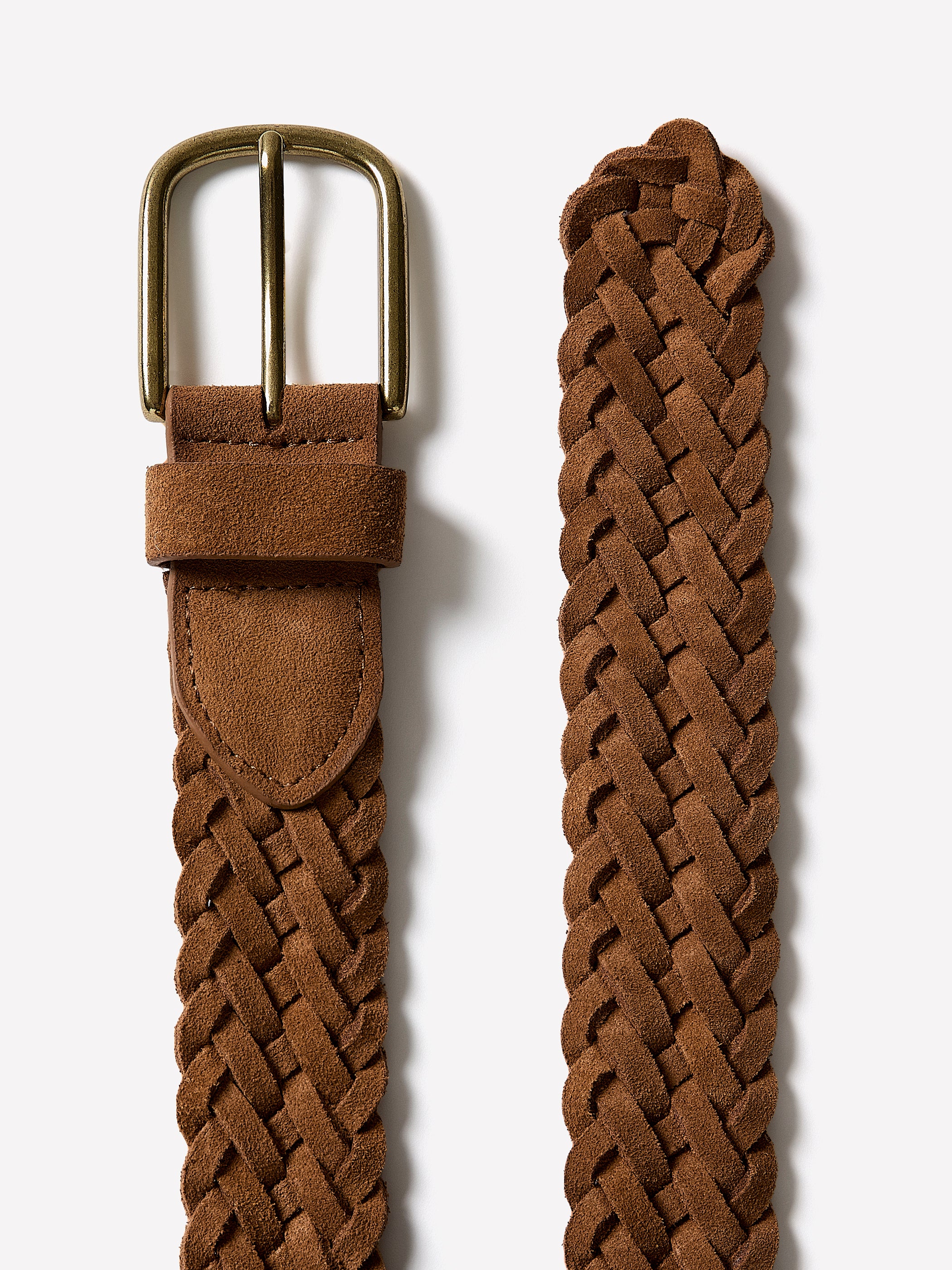 Men's Braided Genuine Suede Belt, 35mm Width