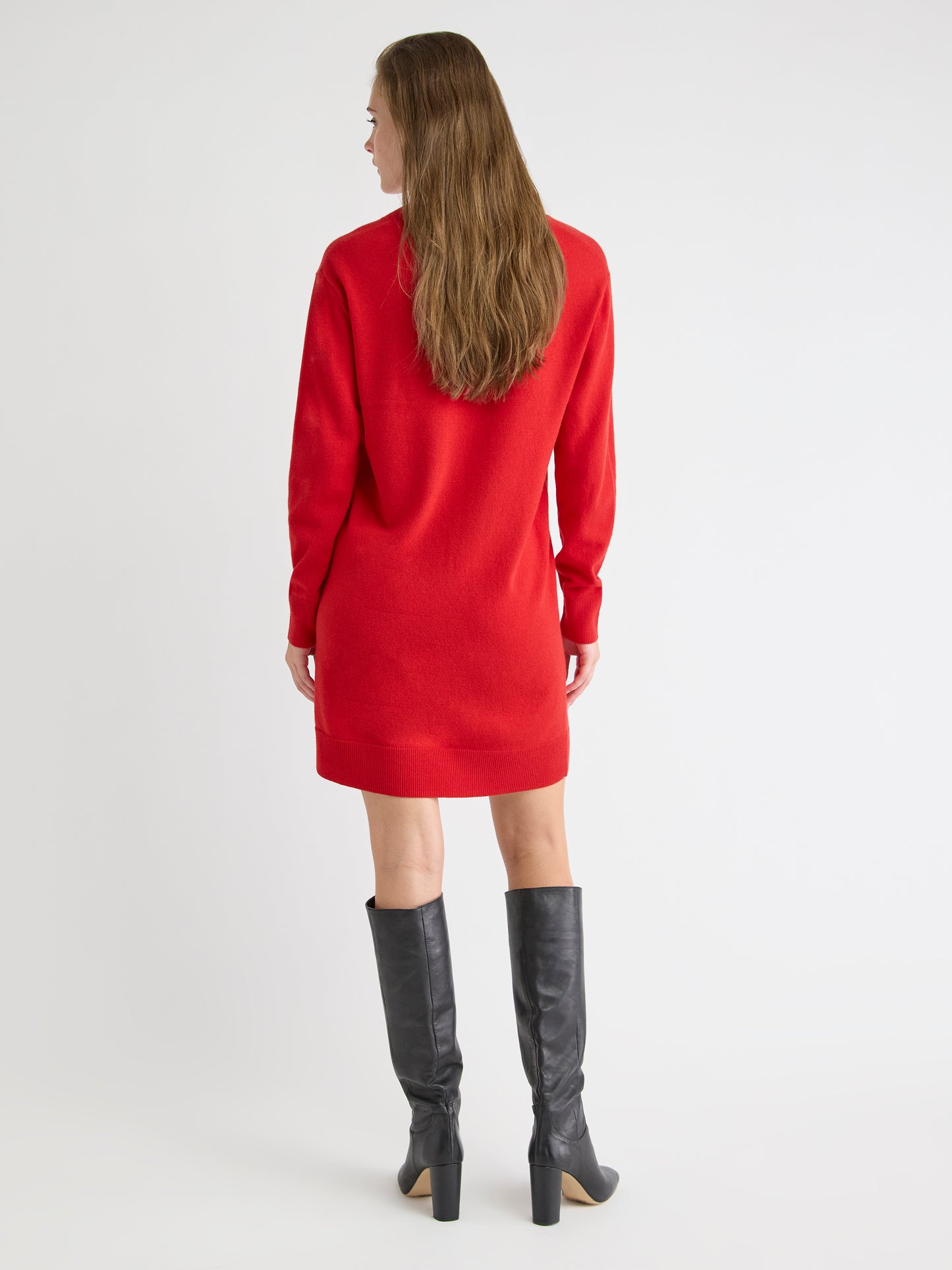 Merino Wool V-Neck Sweater Dress