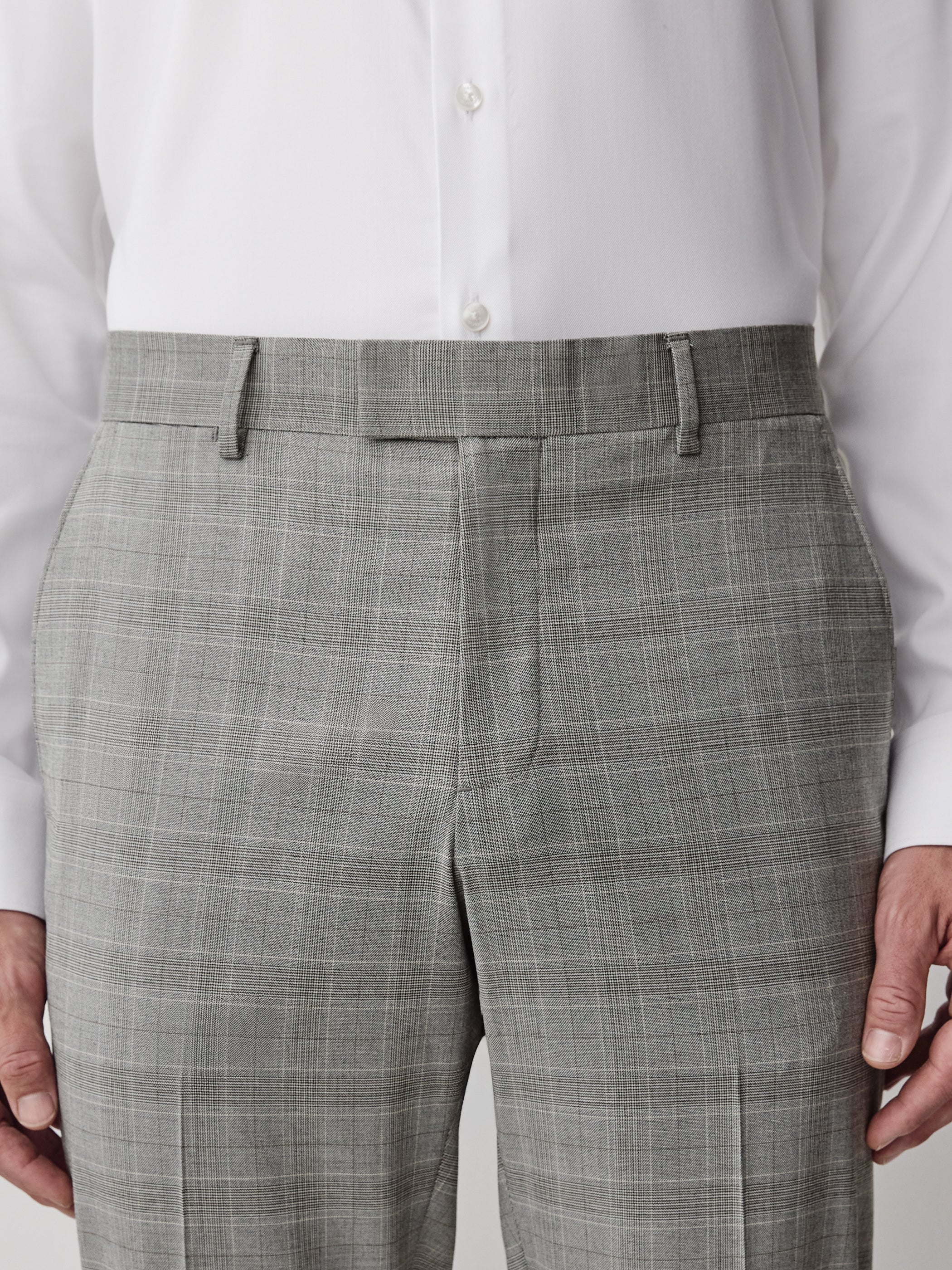Slim-Fit Checkered Grey Suit Pant