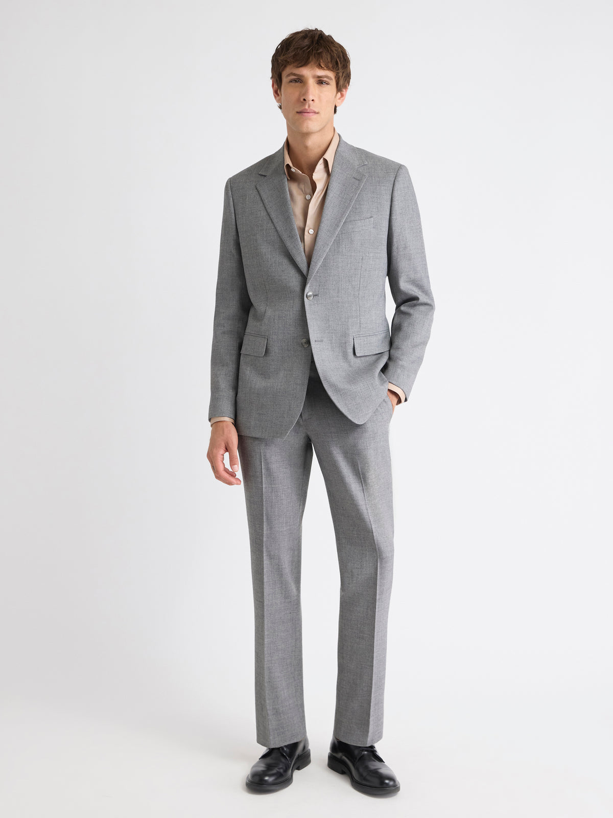 Tailored-Fit Grey Hopsack Suit Pant