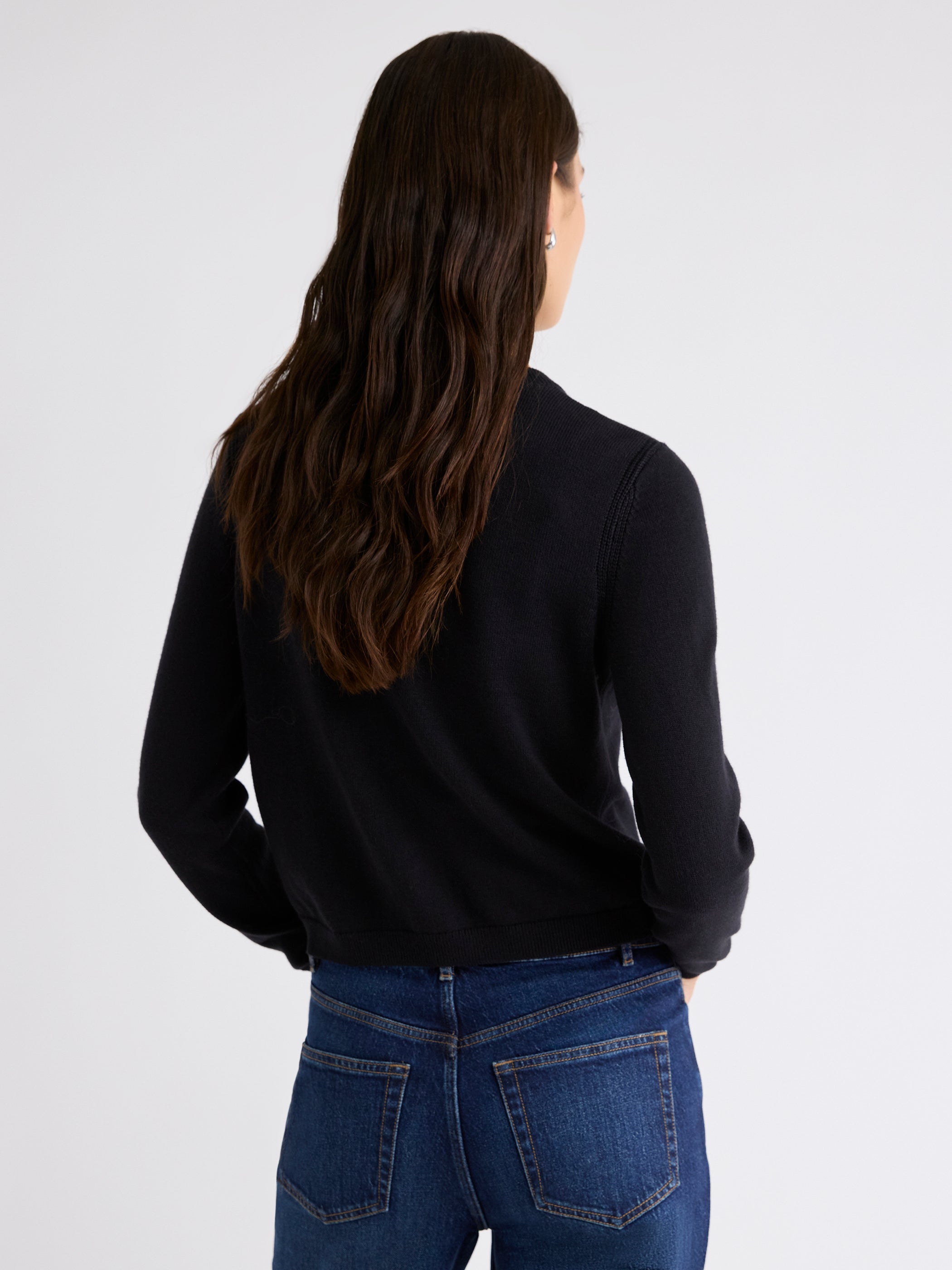 Cardigan Court à Manches Longues avec Poches à la Poitrine