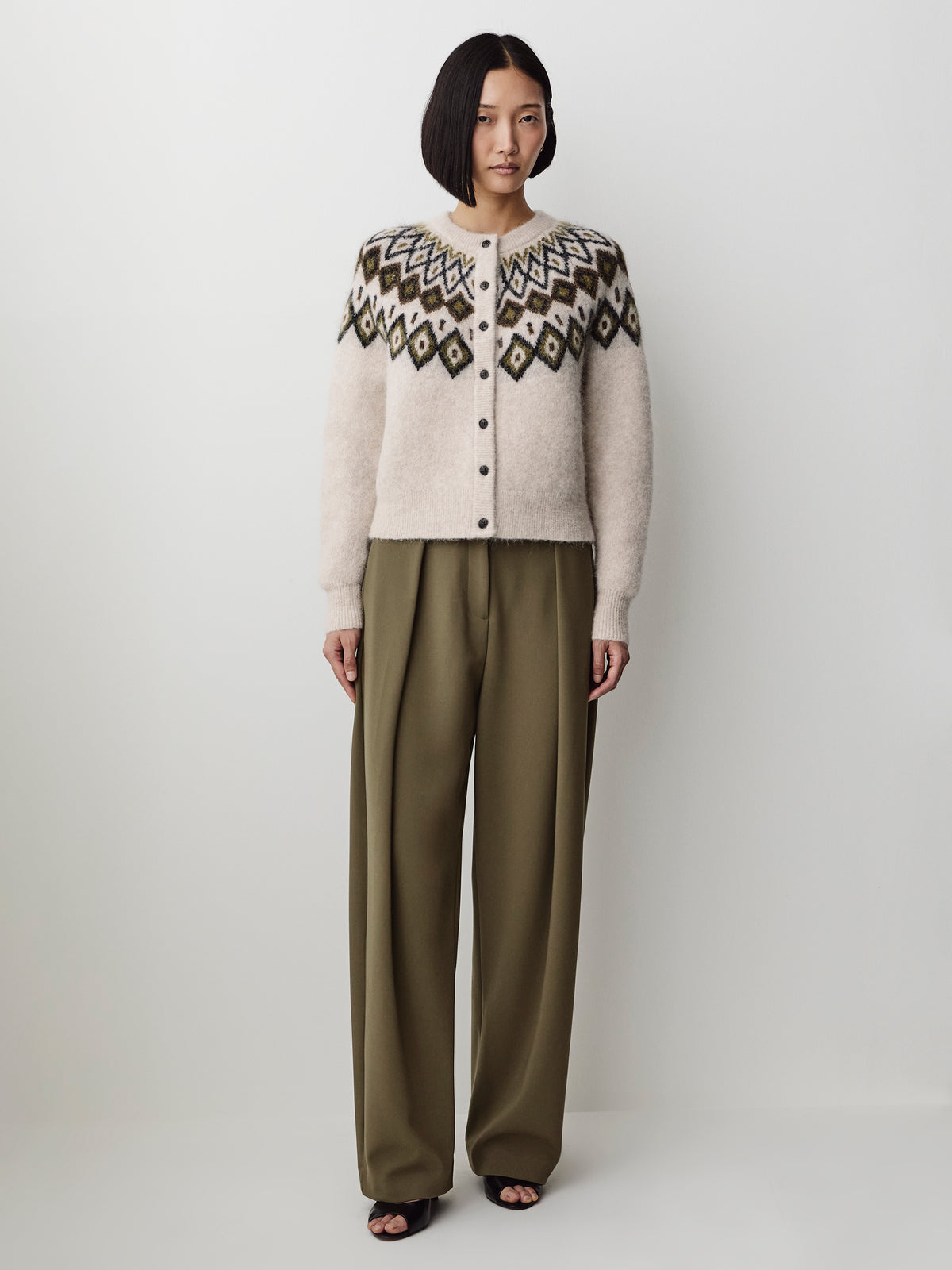Alpaca Blend Fairisle Cardigan with Merino Wool