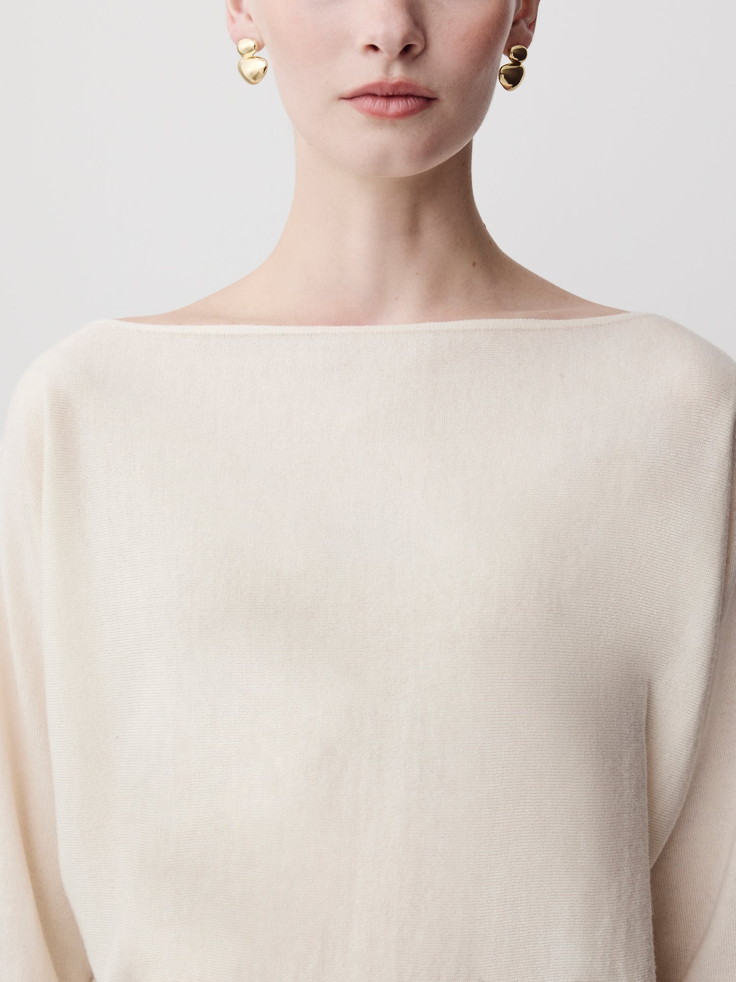 Off Shoulder Knit Sweater 100% Merino Wool