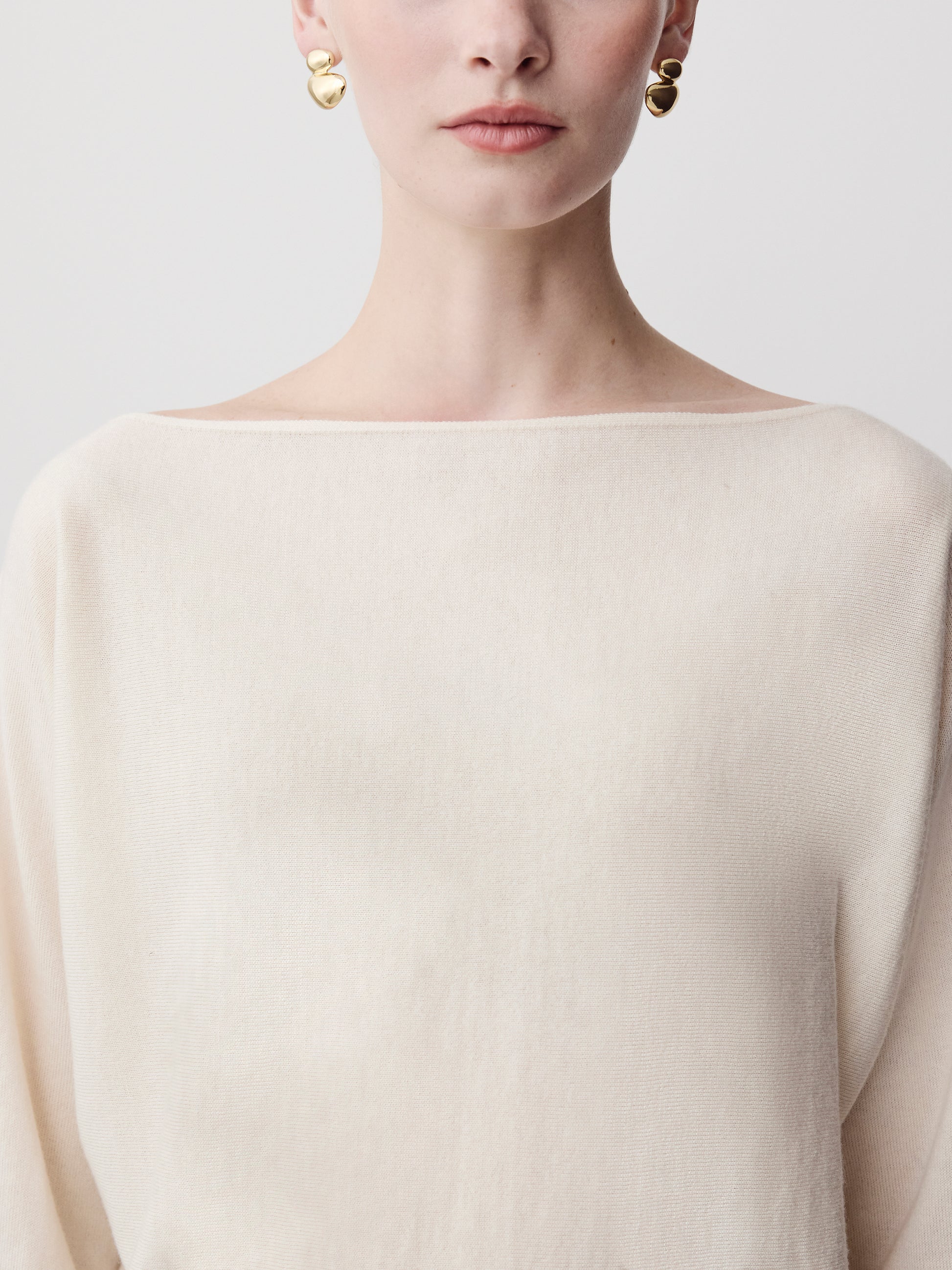 Off Shoulder Knit Sweater 100% Merino Wool