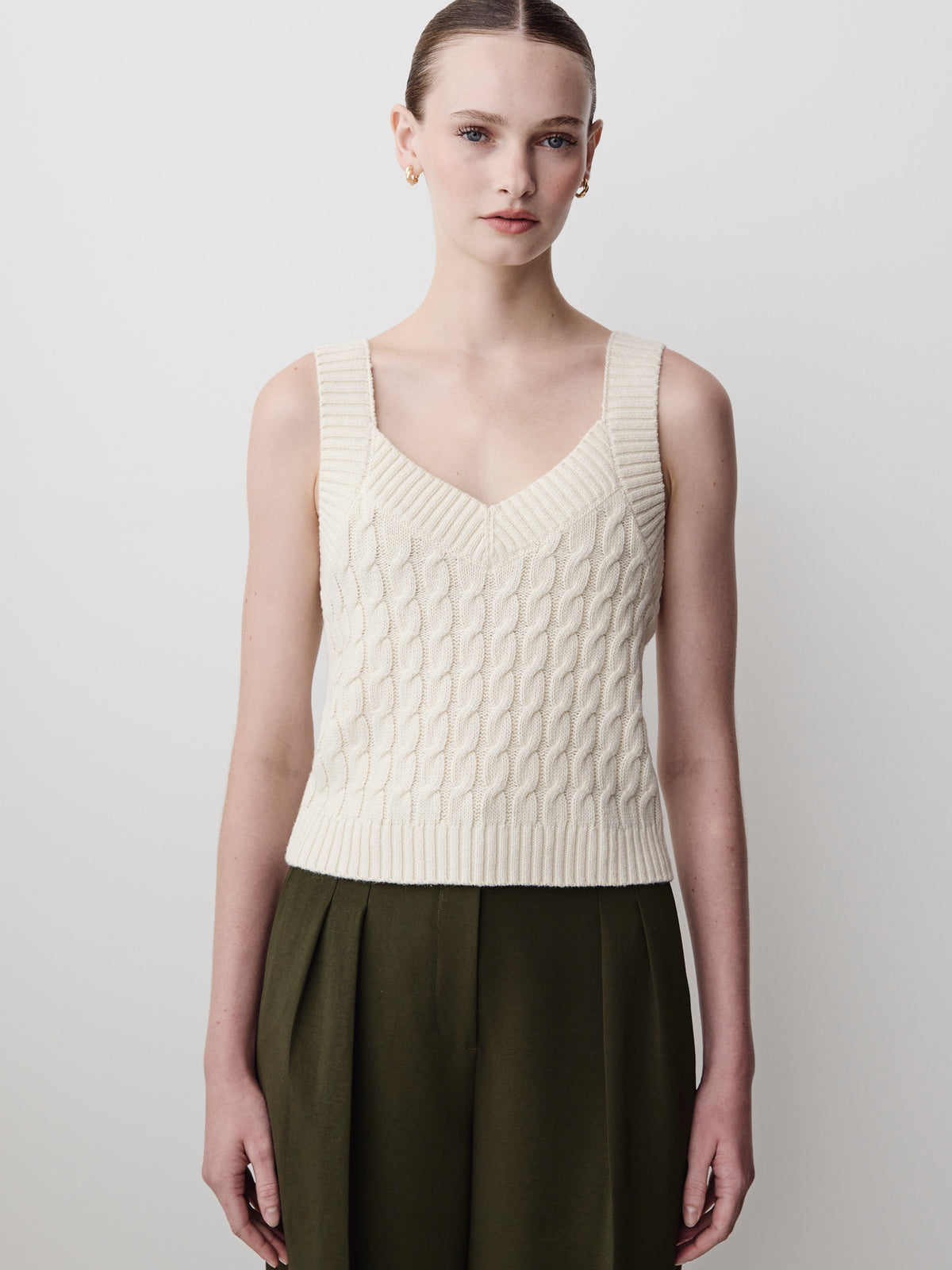 Knit Sweater Vest Cable Camisole Blend