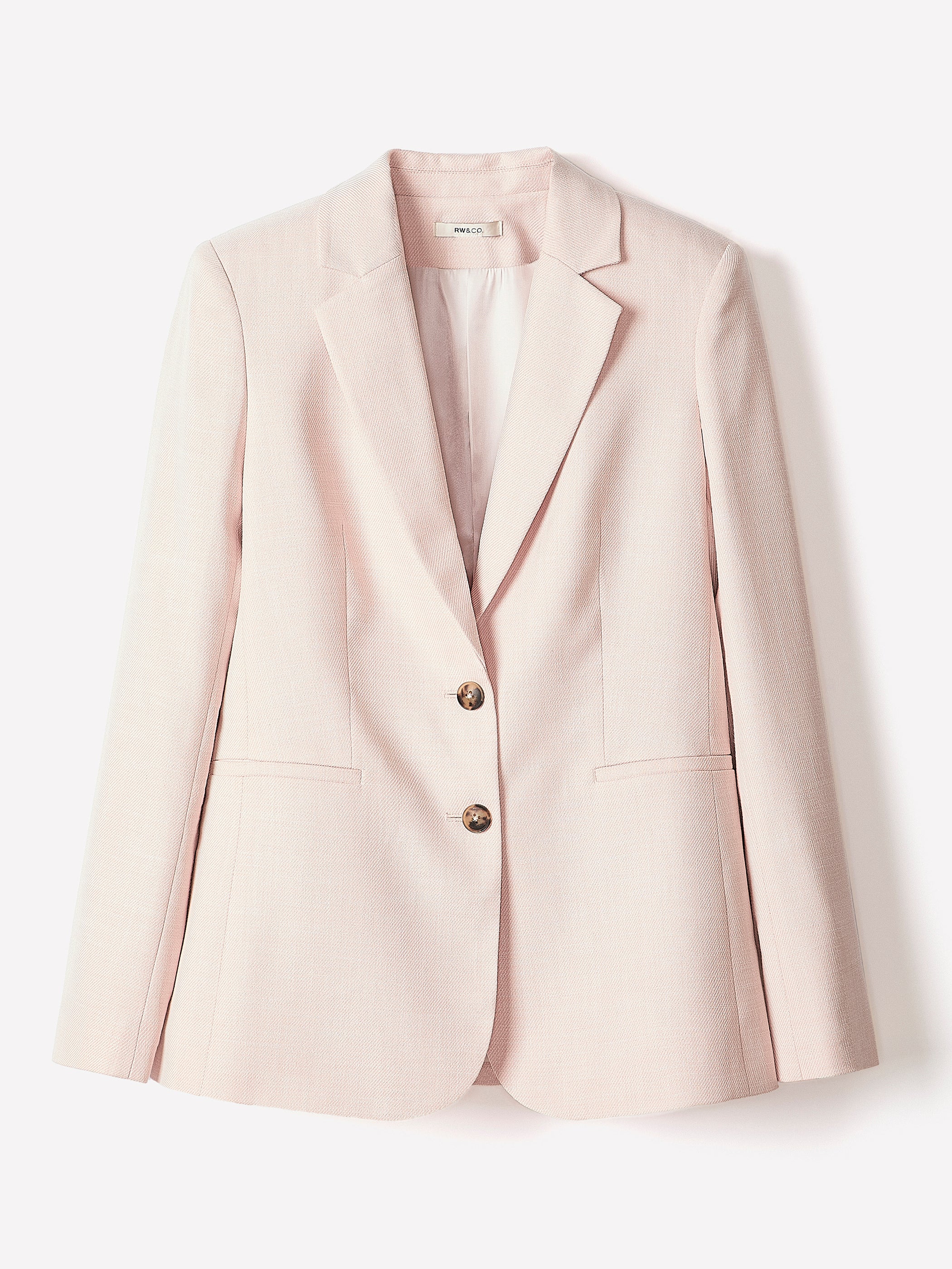 Soft Pink Two-Button Fitted Blazer
