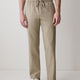 Linen-Blend Pants with Elastic Waistband and Drawstring