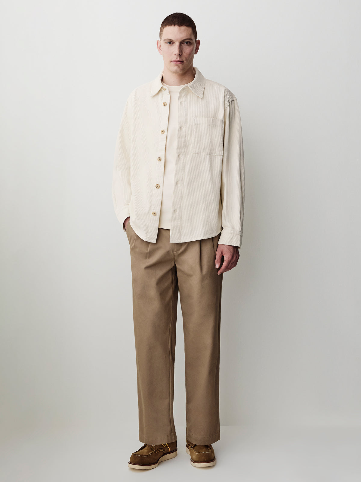 Woven Cotton Tailored Collar Overshirt
