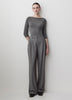 Knit Pullover Boat Neck 3/4 Sleeve