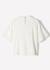 Short-Sleeve Mock-Neck Cape Blouse