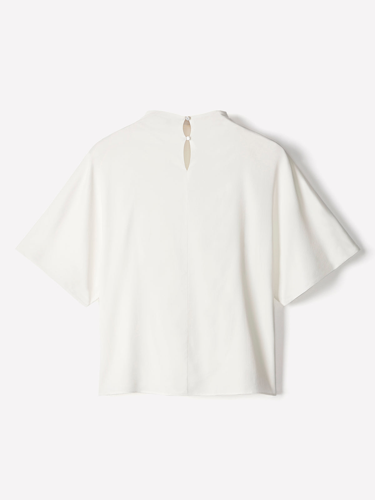 Short-Sleeve Mock-Neck Cape Blouse
