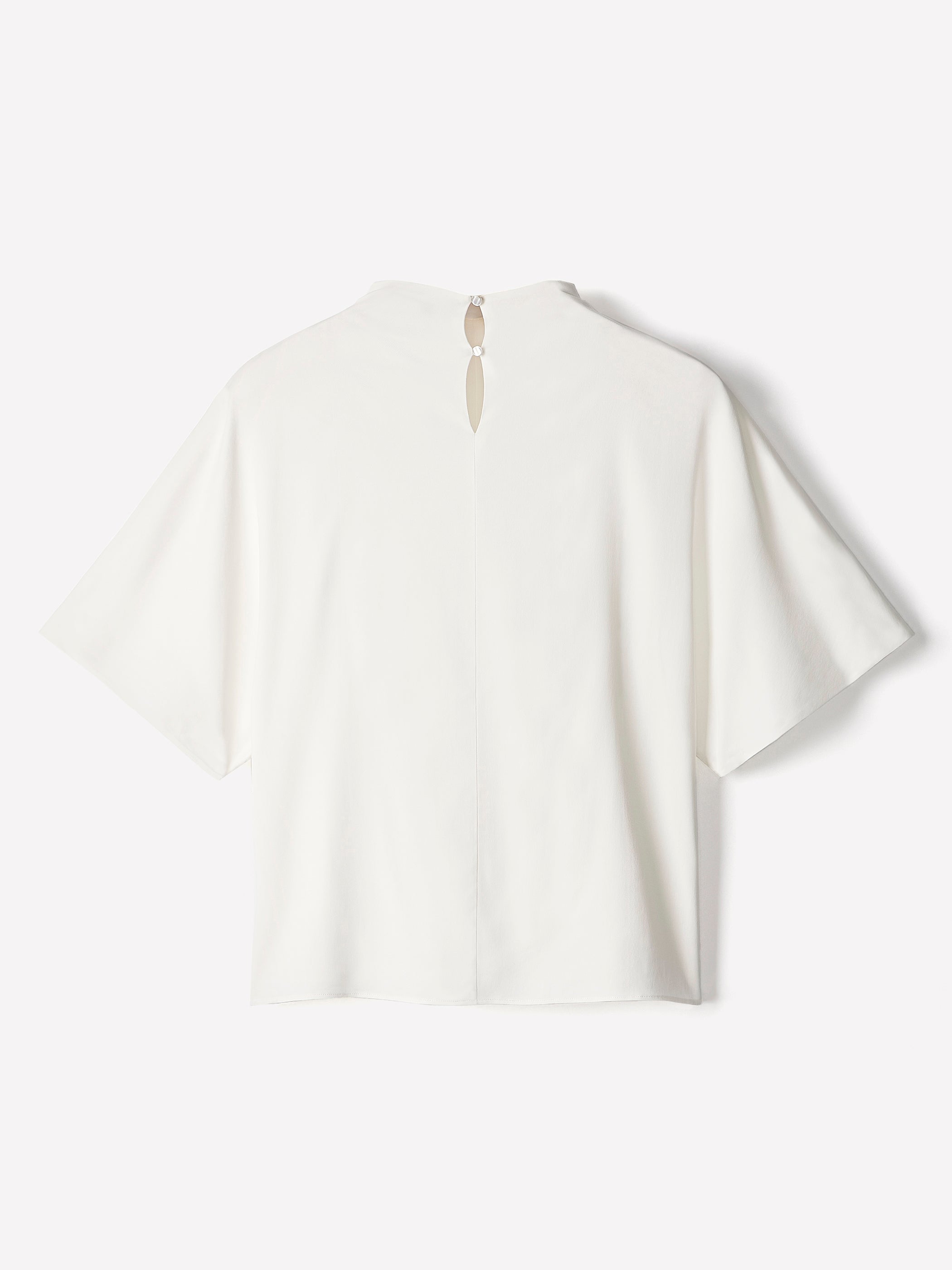 Short-Sleeve Mock-Neck Cape Blouse