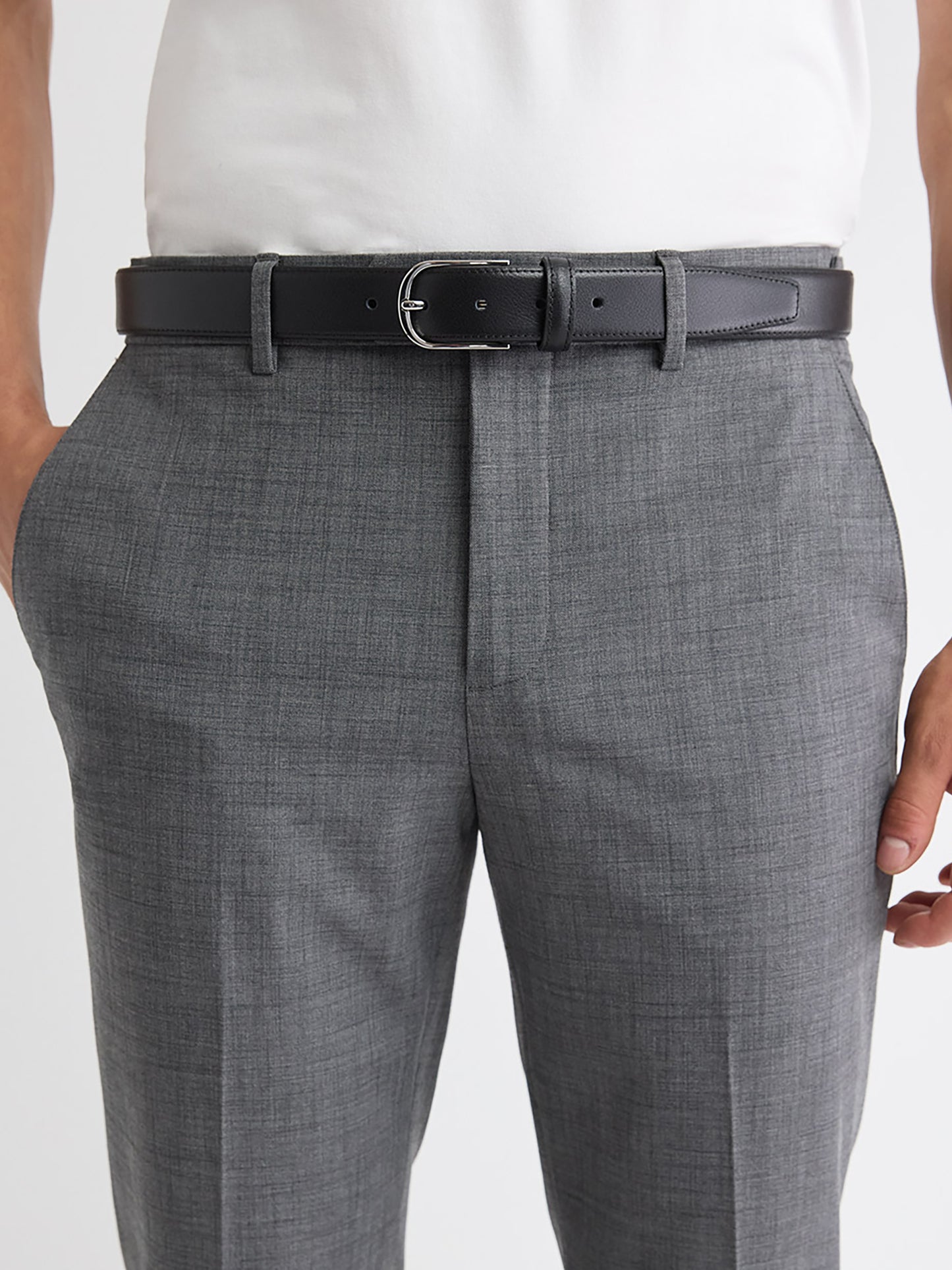 Dressy Leather Belt with Round Buckle