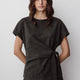 Short-Sleeve Top with Knot Detail at Waist