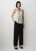 Sleeveless V-Neck Blouse with Sheer Straps