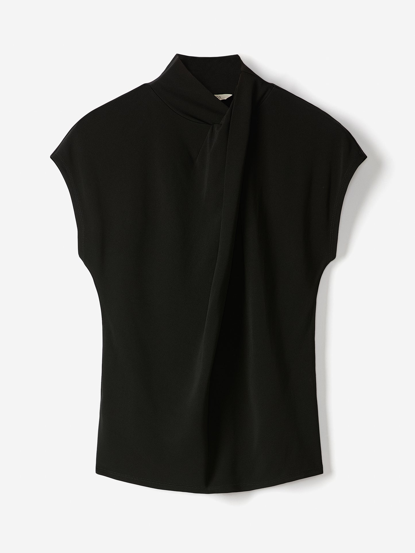 Extended-Sleeve Top with Crossover Draped Mock Neckline