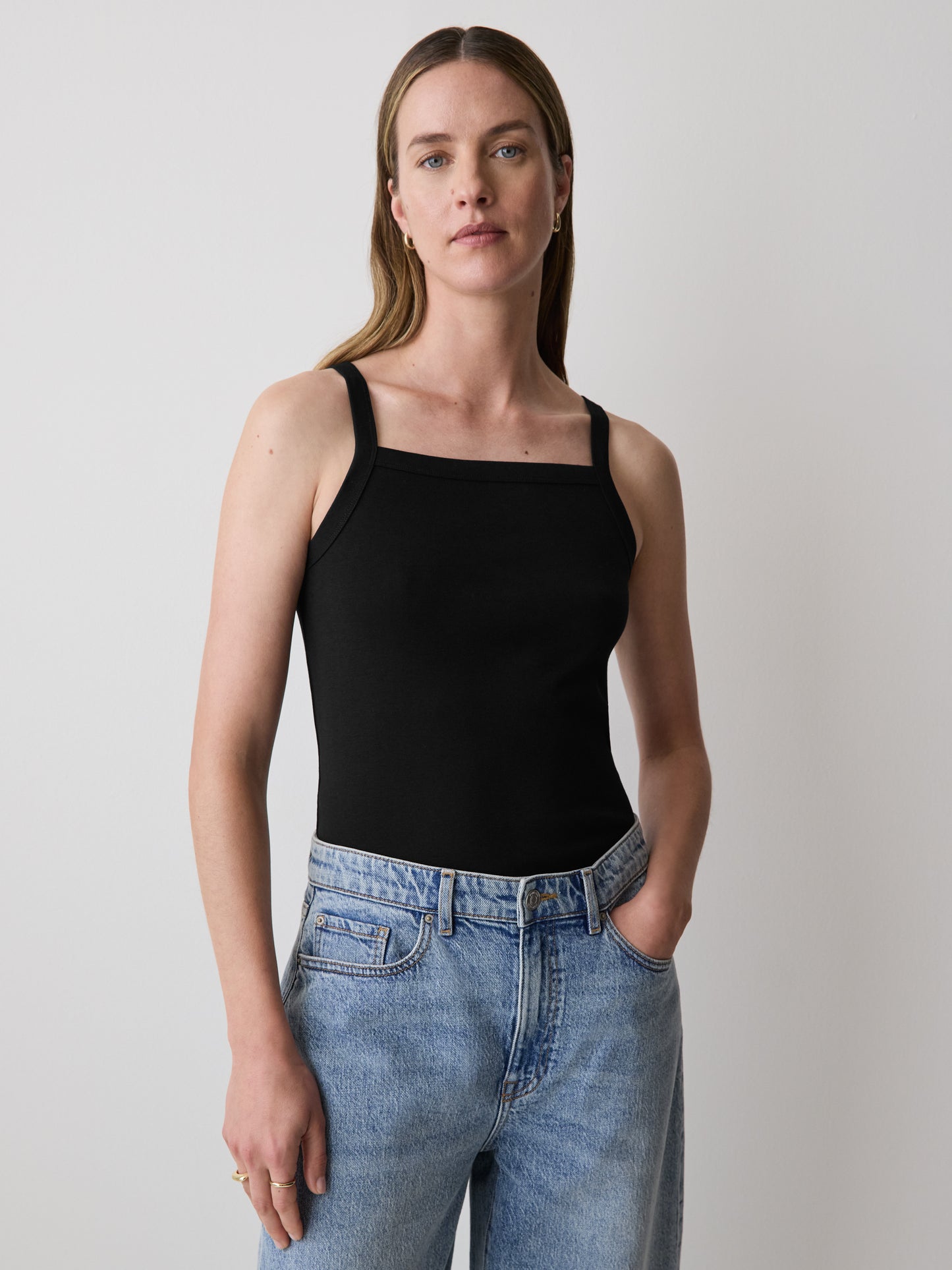 Knit Tank Top Squared Neck Organic Cotton