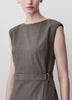 Woven Sleeveless Faux Wrap Dress with Stripes
