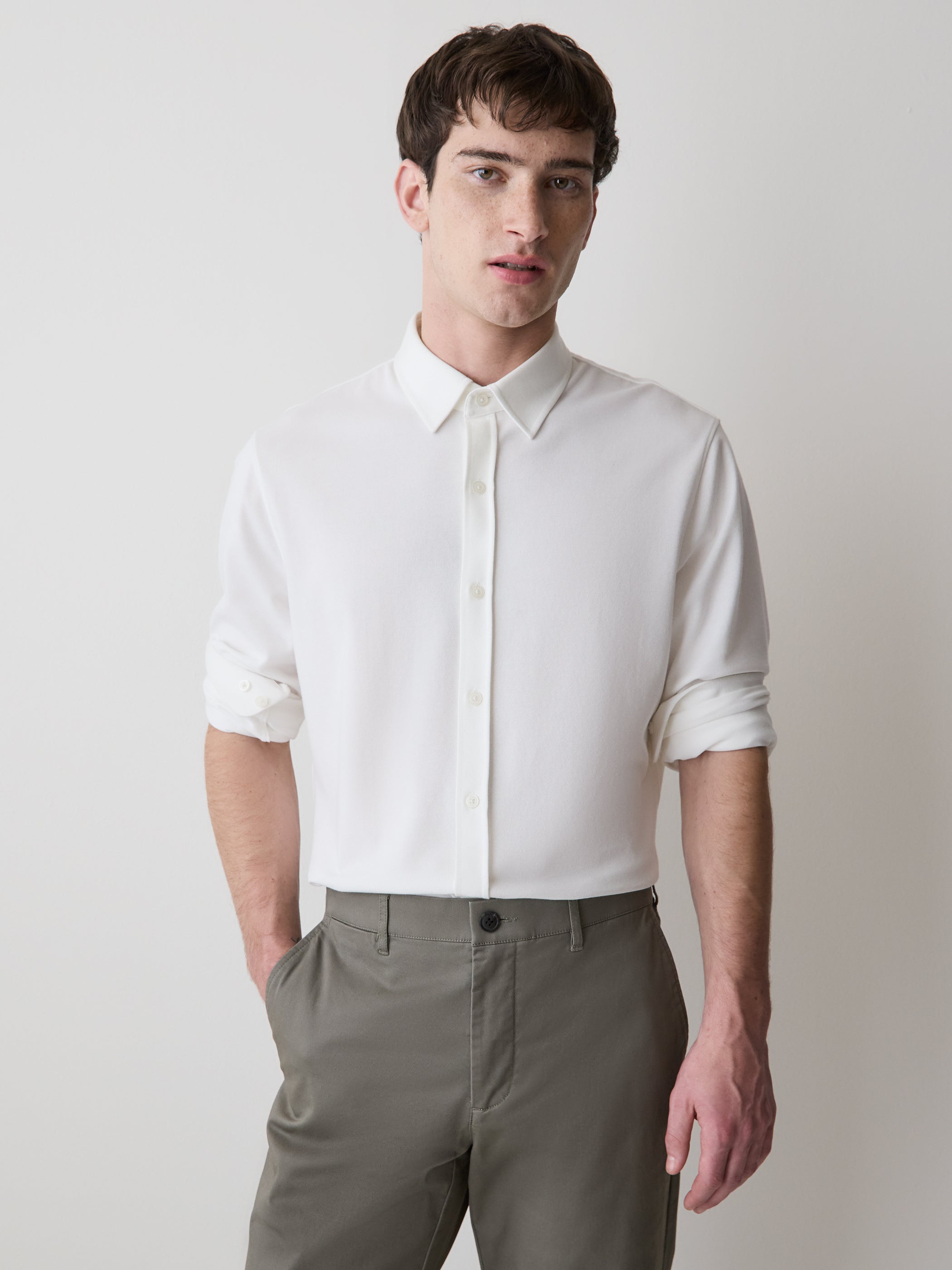 Long-Sleeve Piqué-Knit Shirt