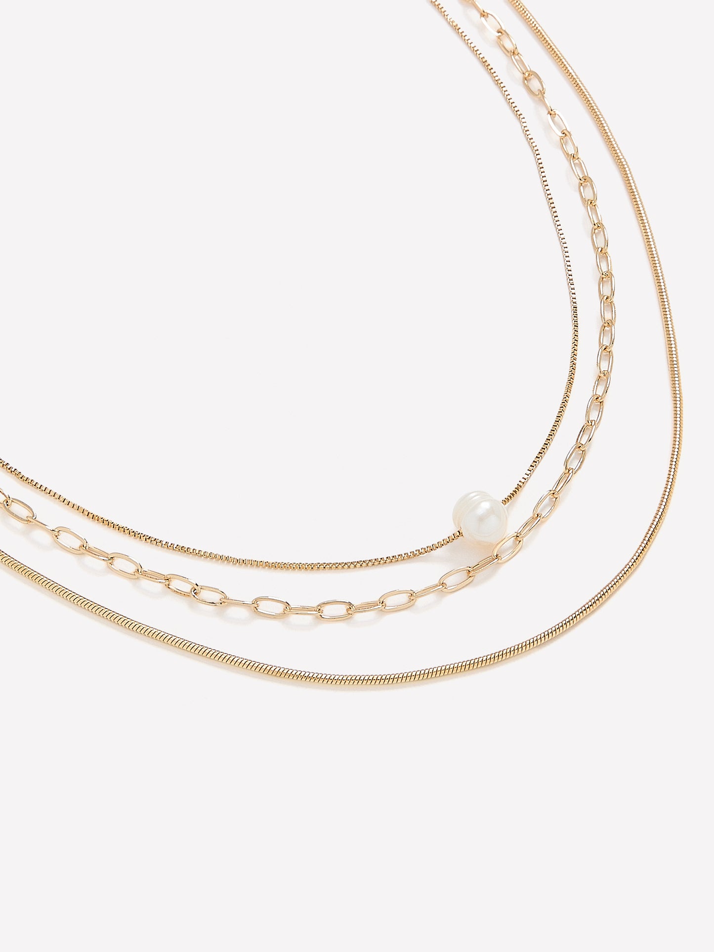 Triple-Chain Necklace with Freshwater Pearl