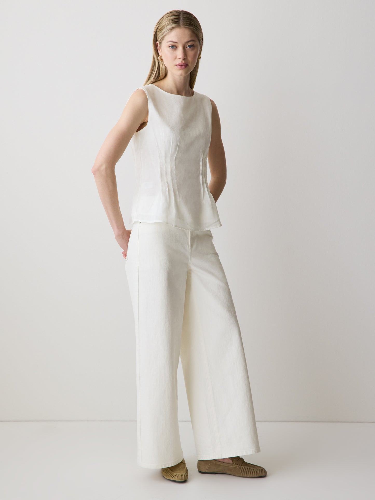 Woven Blouse Ramie Lyocell Blend