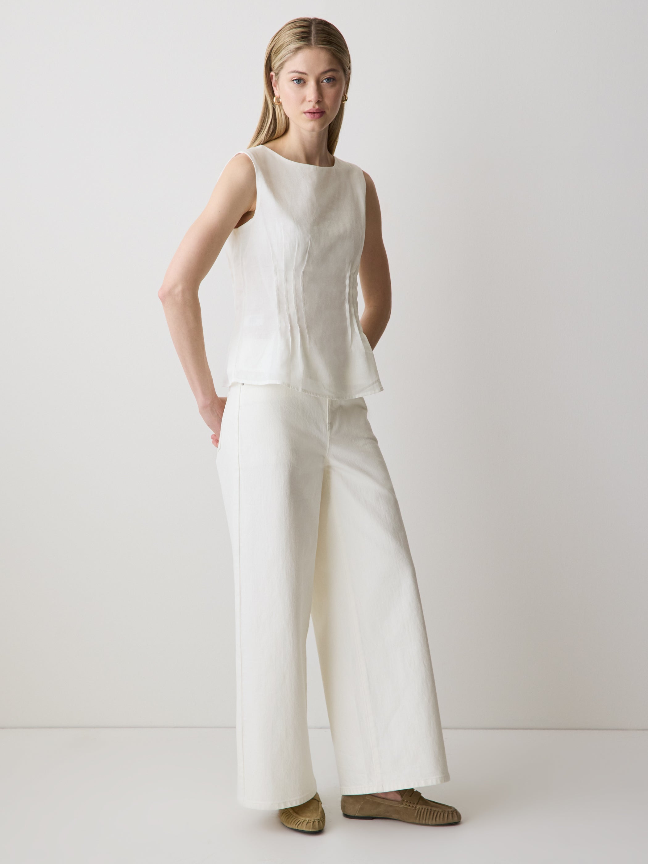Woven Blouse Ramie Lyocell Blend