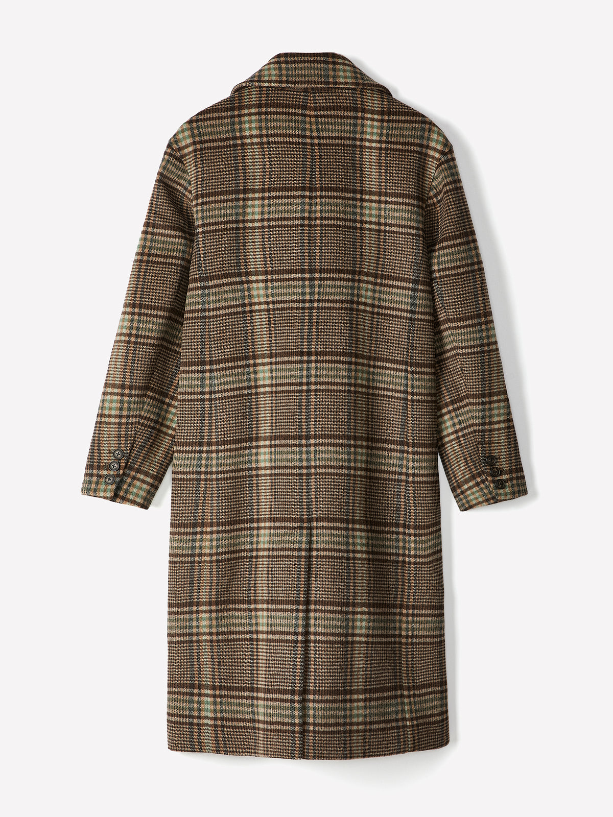 Plaid Wool-Blend Long Double-Breasted Coat