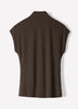 Extended-Sleeve Top with Crossover Draped Mock Neckline