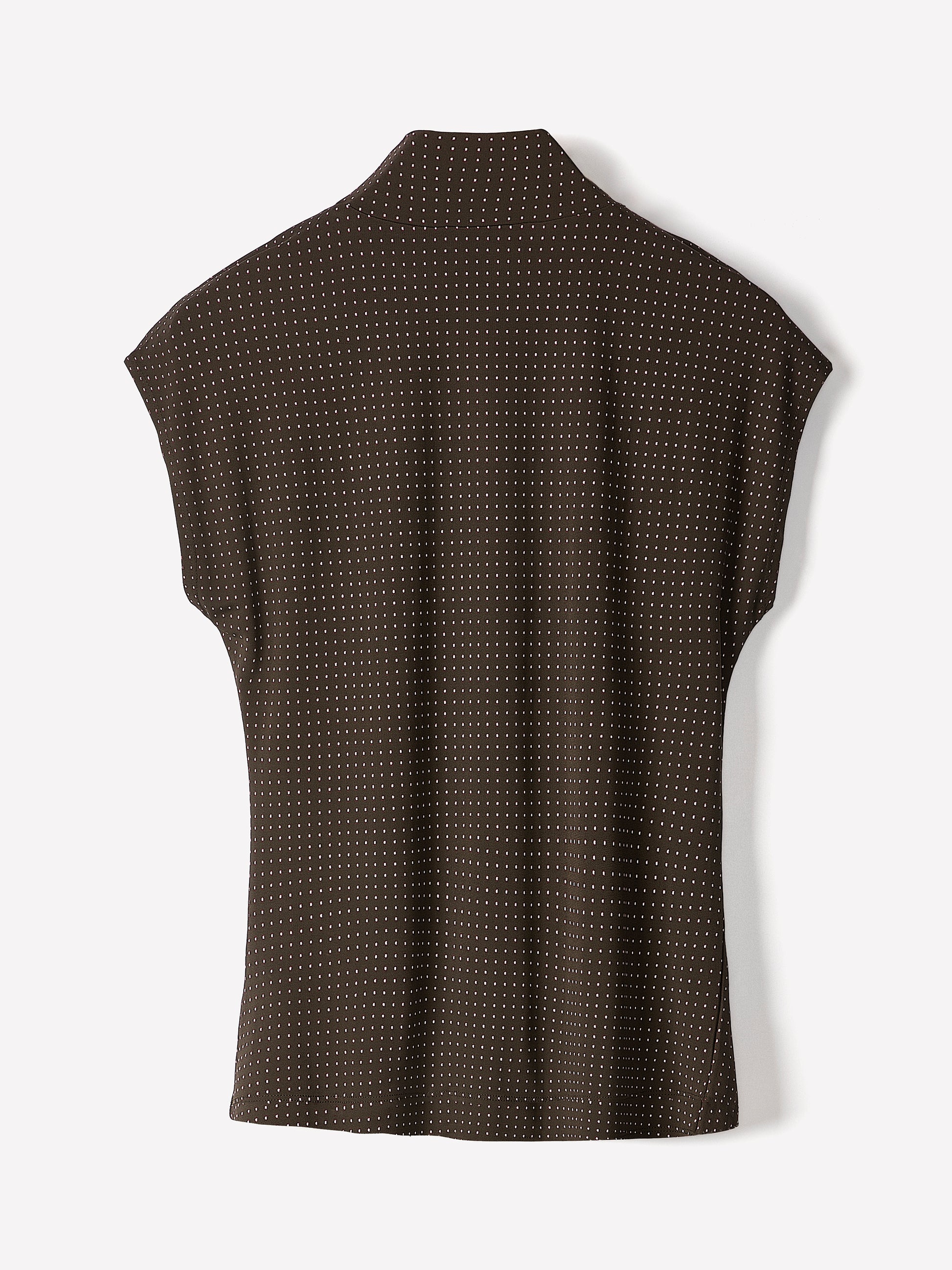 Extended-Sleeve Top with Crossover Draped Mock Neckline