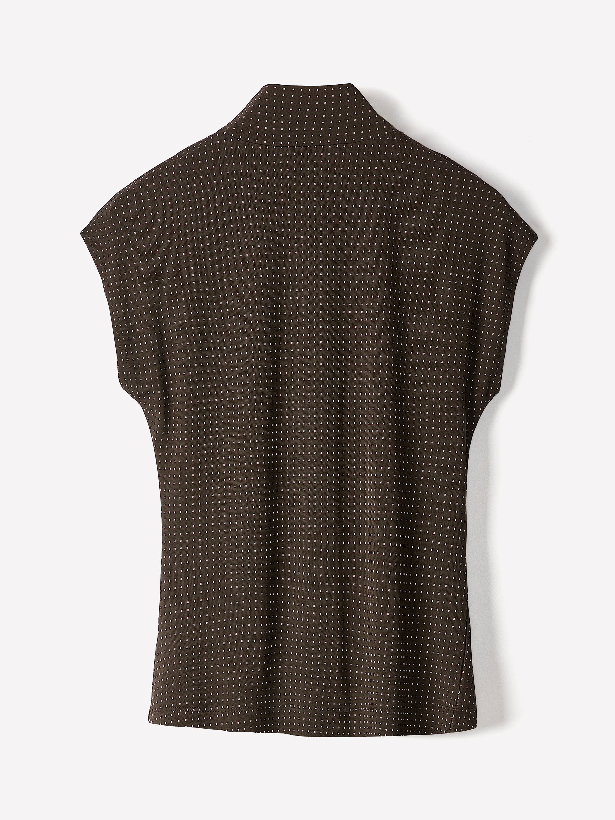 Extended-Sleeve Top with Crossover Draped Mock Neckline