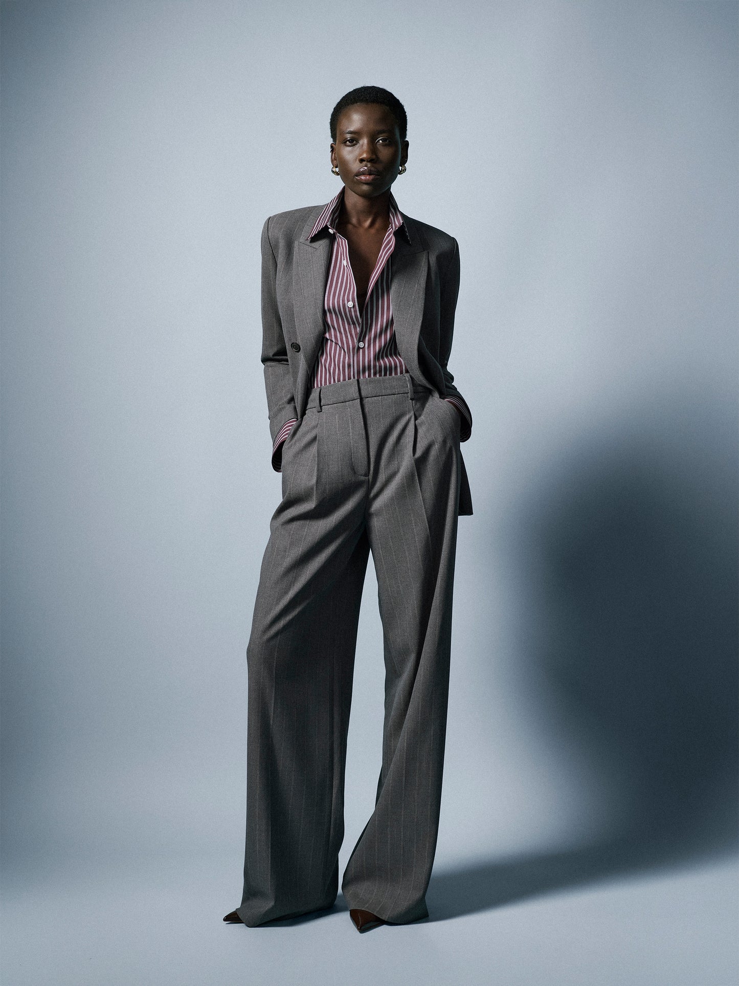 Wide Leg High Rise Stretch Woven Pant