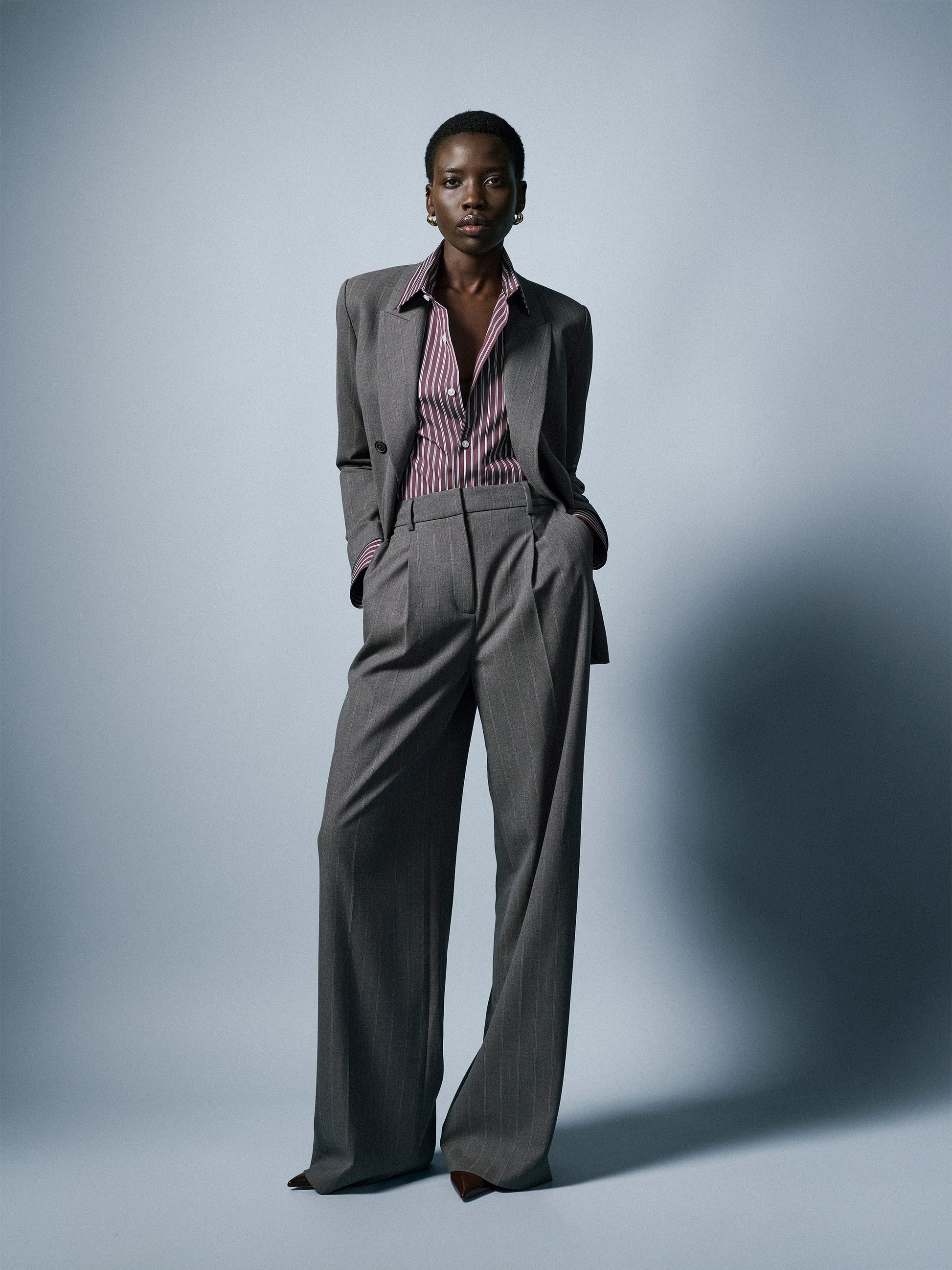 Wide Leg High Rise Stretch Woven Pant